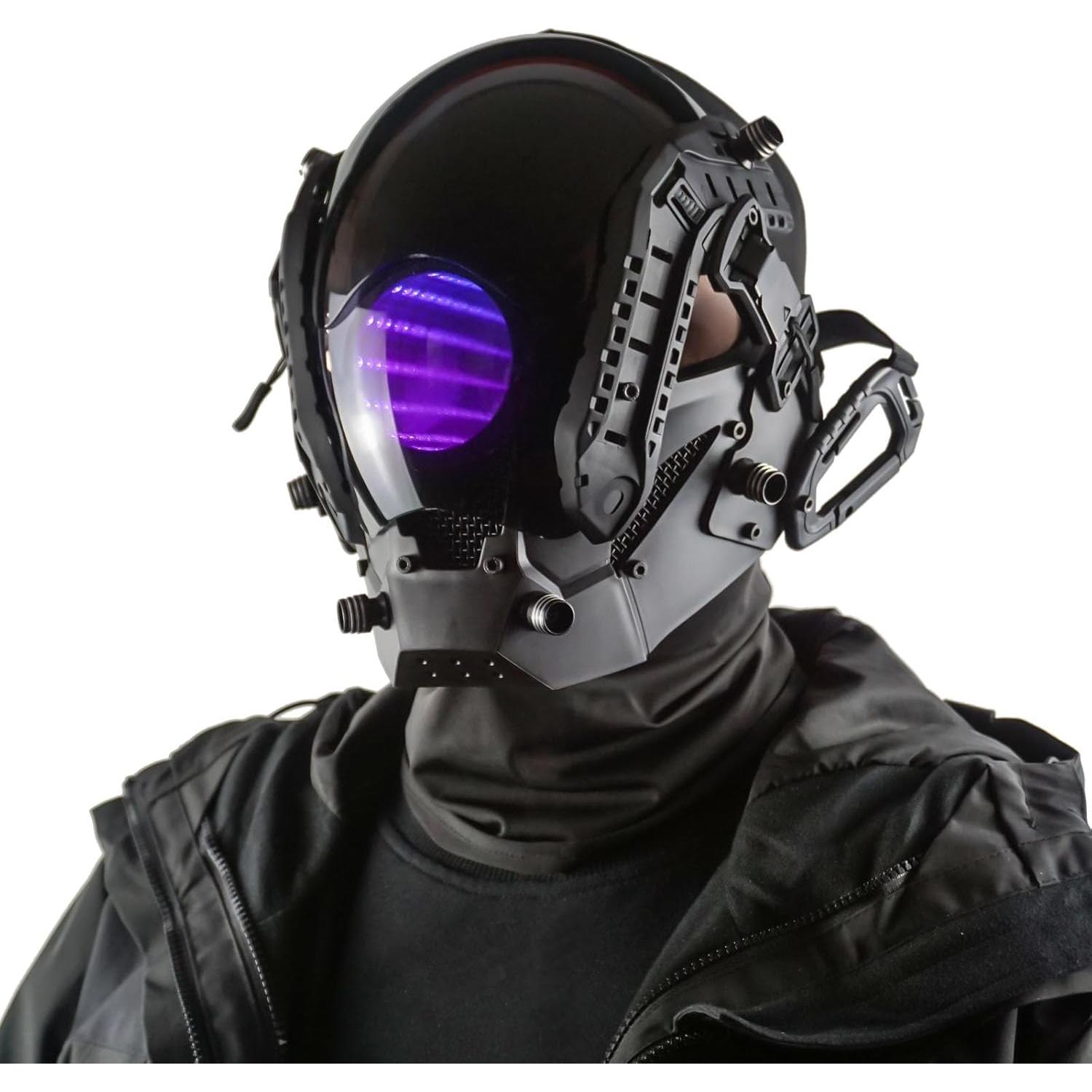 Máscara Punk Futurista con Luces LED Espejo Infinito
