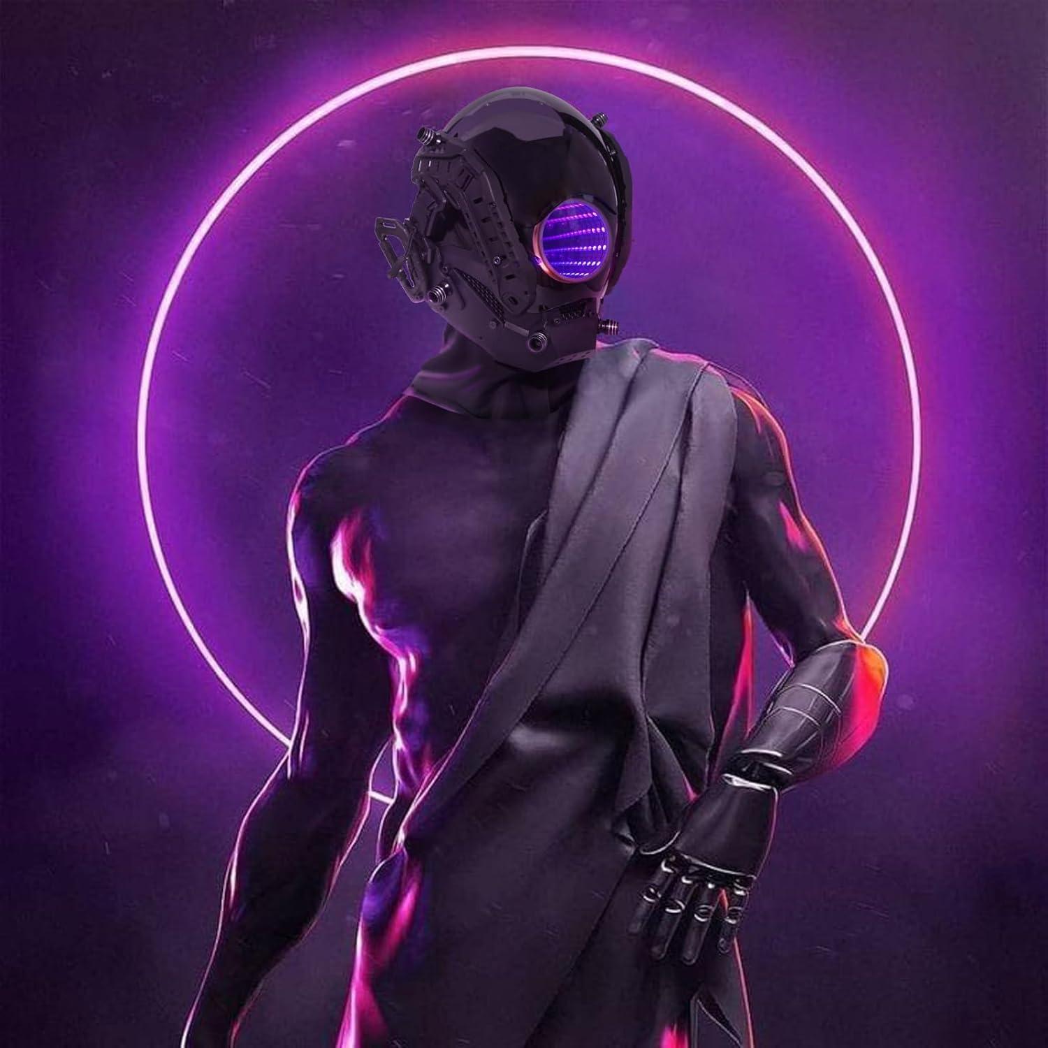 Máscara Punk Futurista con Luces LED Espejo Infinito