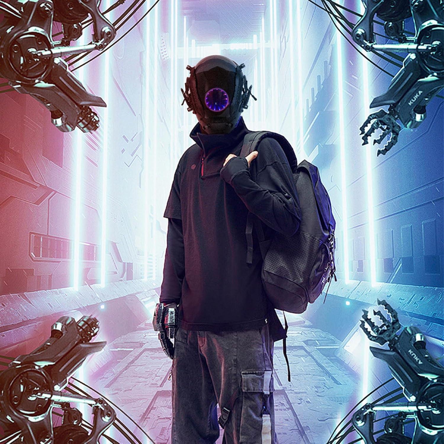 Máscara Punk Futurista con Luces LED Espejo Infinito