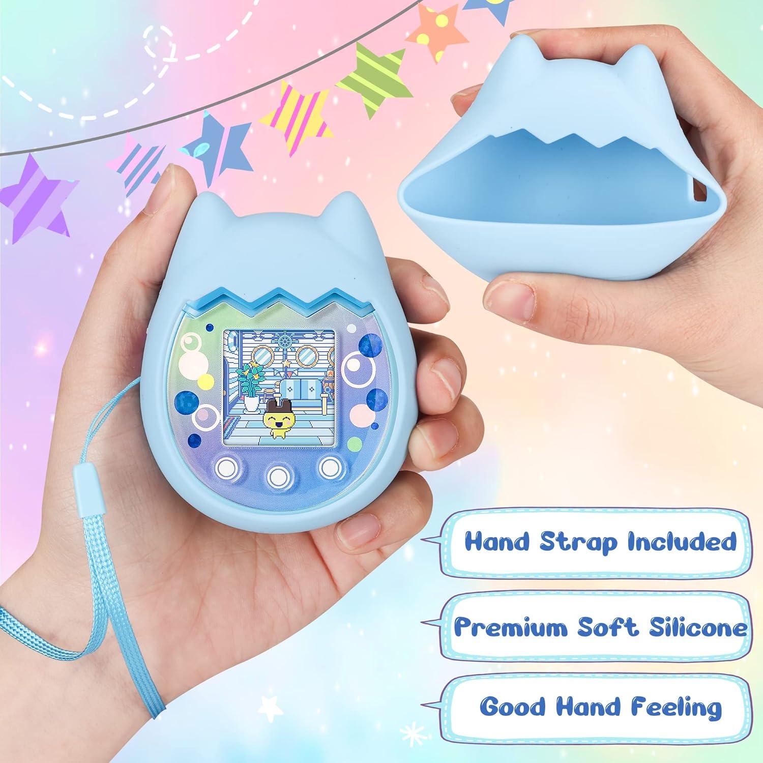 Funda de Silicona Azul para Tamagotchi Pix con Lanyard