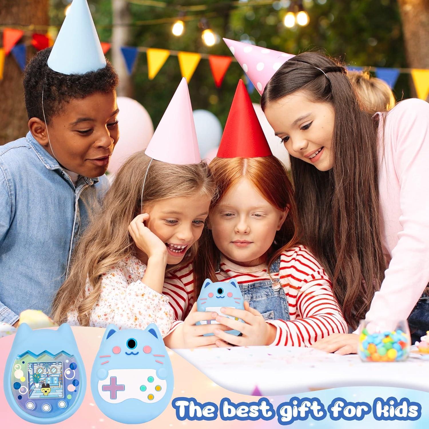 Funda de Silicona Azul para Tamagotchi Pix con Lanyard