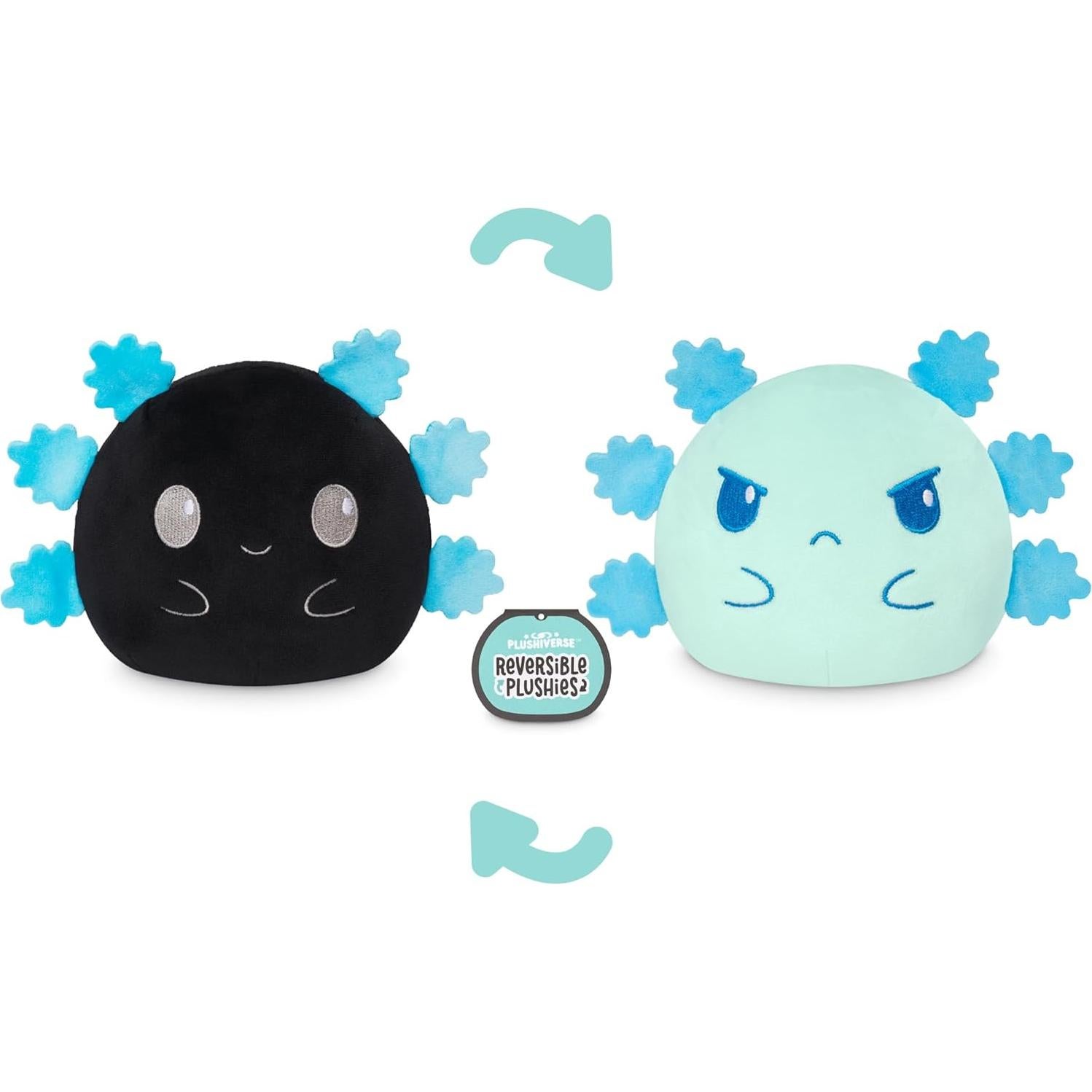 Peluche Reversible TeeTurtle Axolote 10 cm Negro y Azul