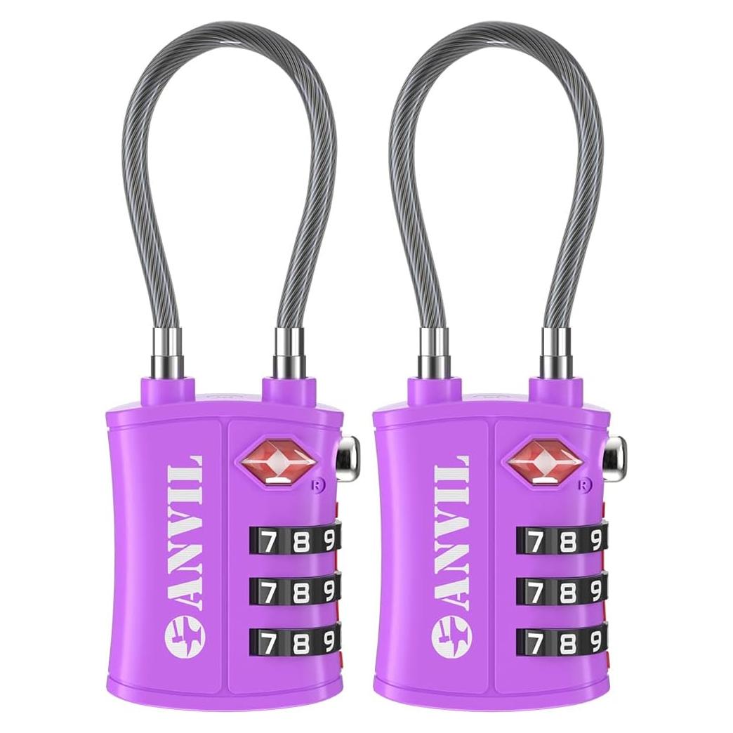 Candado TSA ANVIL C108 Rojo - Combinación 3 Dígitos para Equipaje