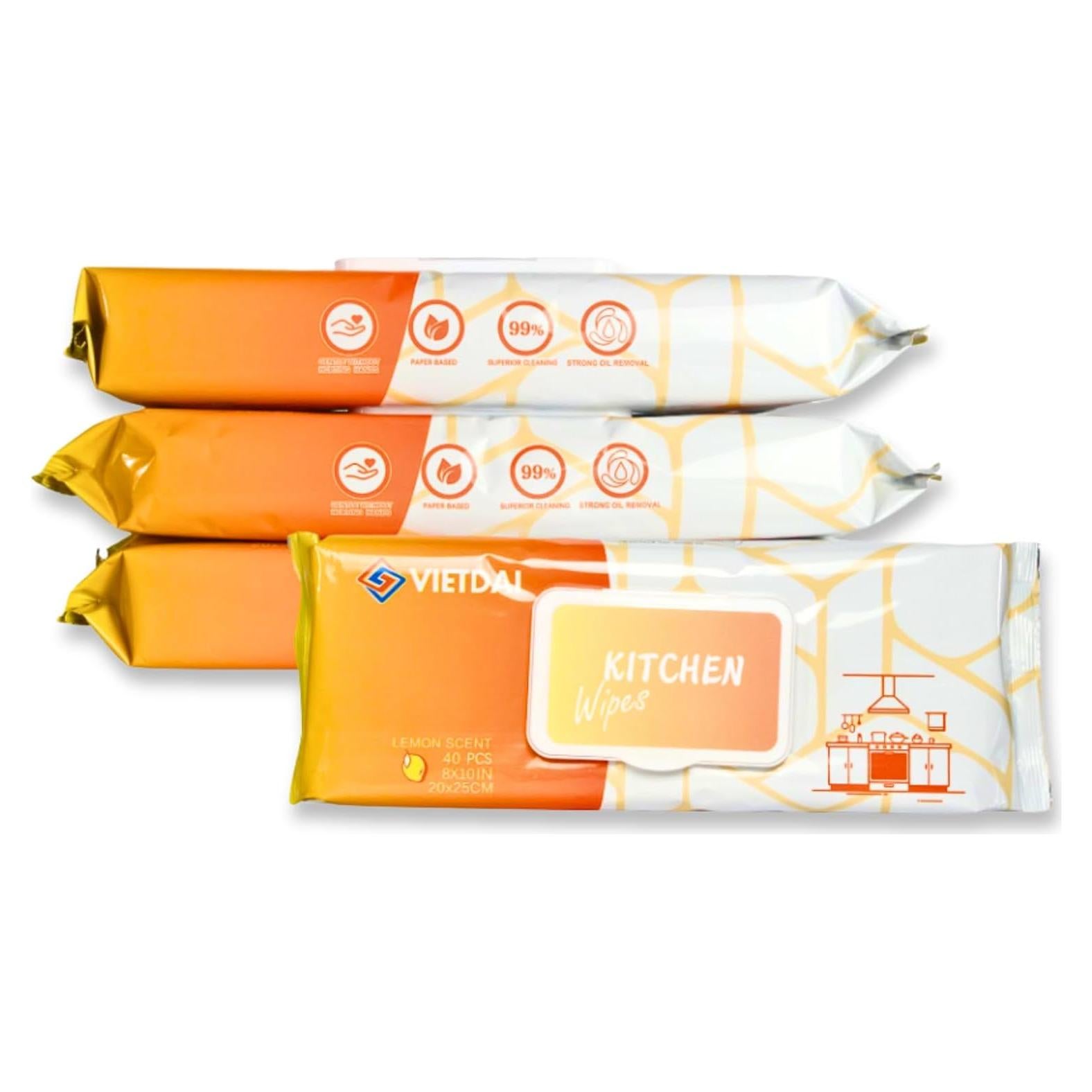 Toallitas de limpieza VIETDAI XL 25x20 cm aroma limón - 4 unidades