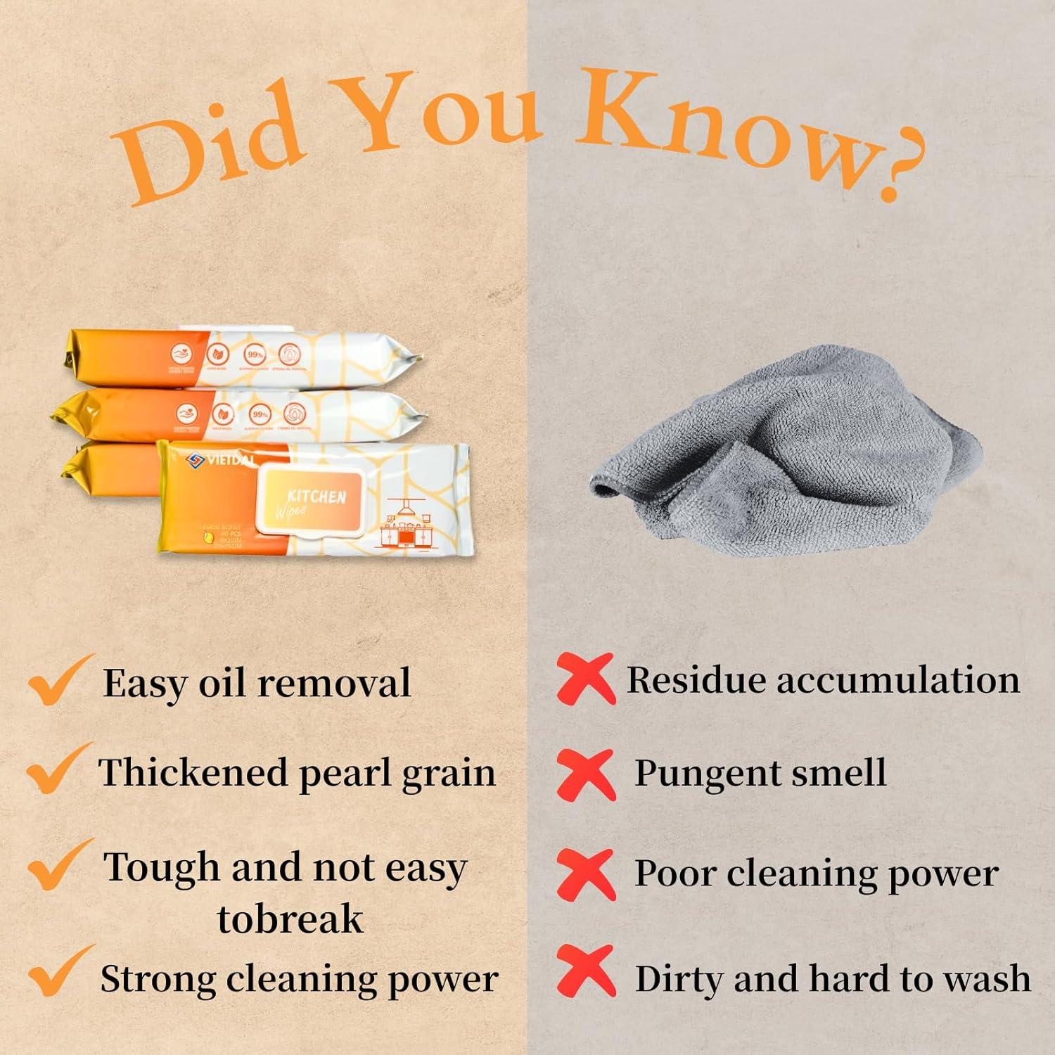 Toallitas de limpieza VIETDAI XL 25x20 cm aroma limón - 4 unidades