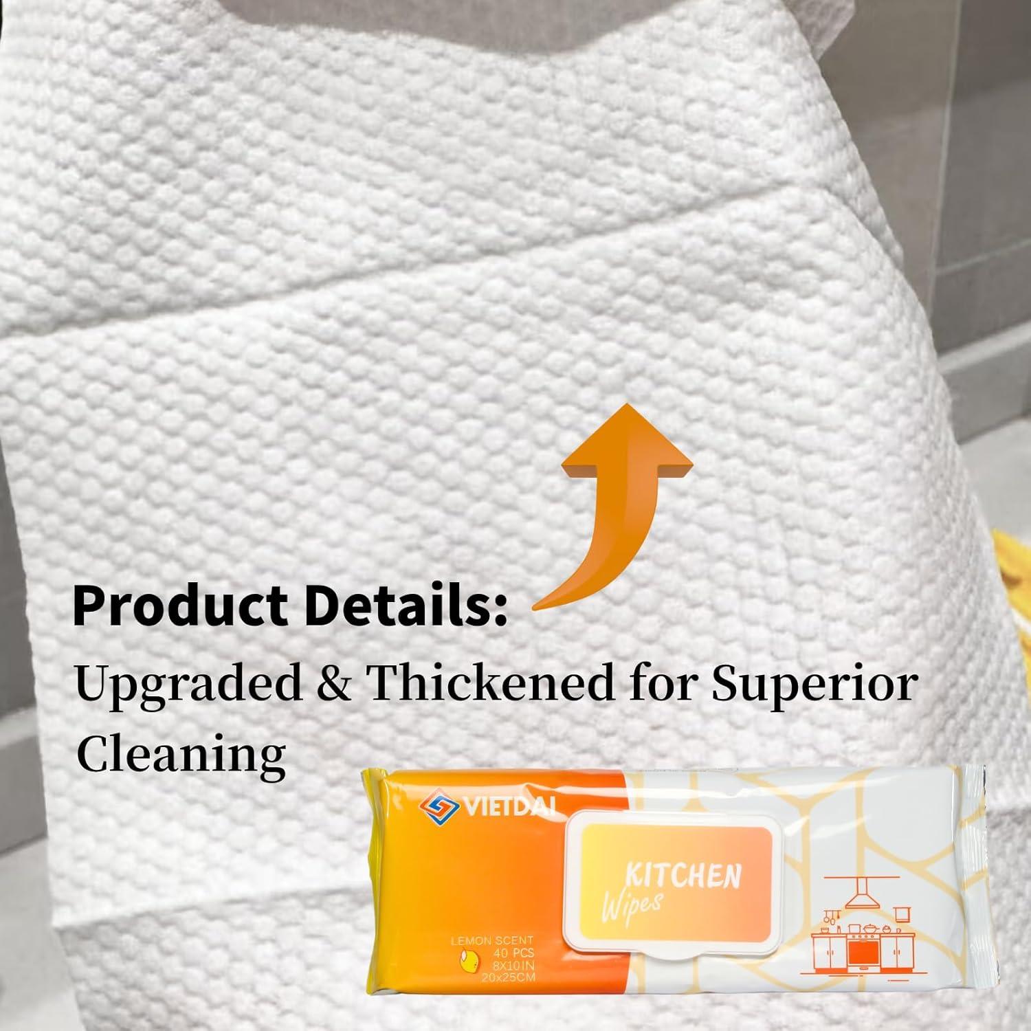 Toallitas de limpieza VIETDAI XL 25x20 cm aroma limón - 4 unidades