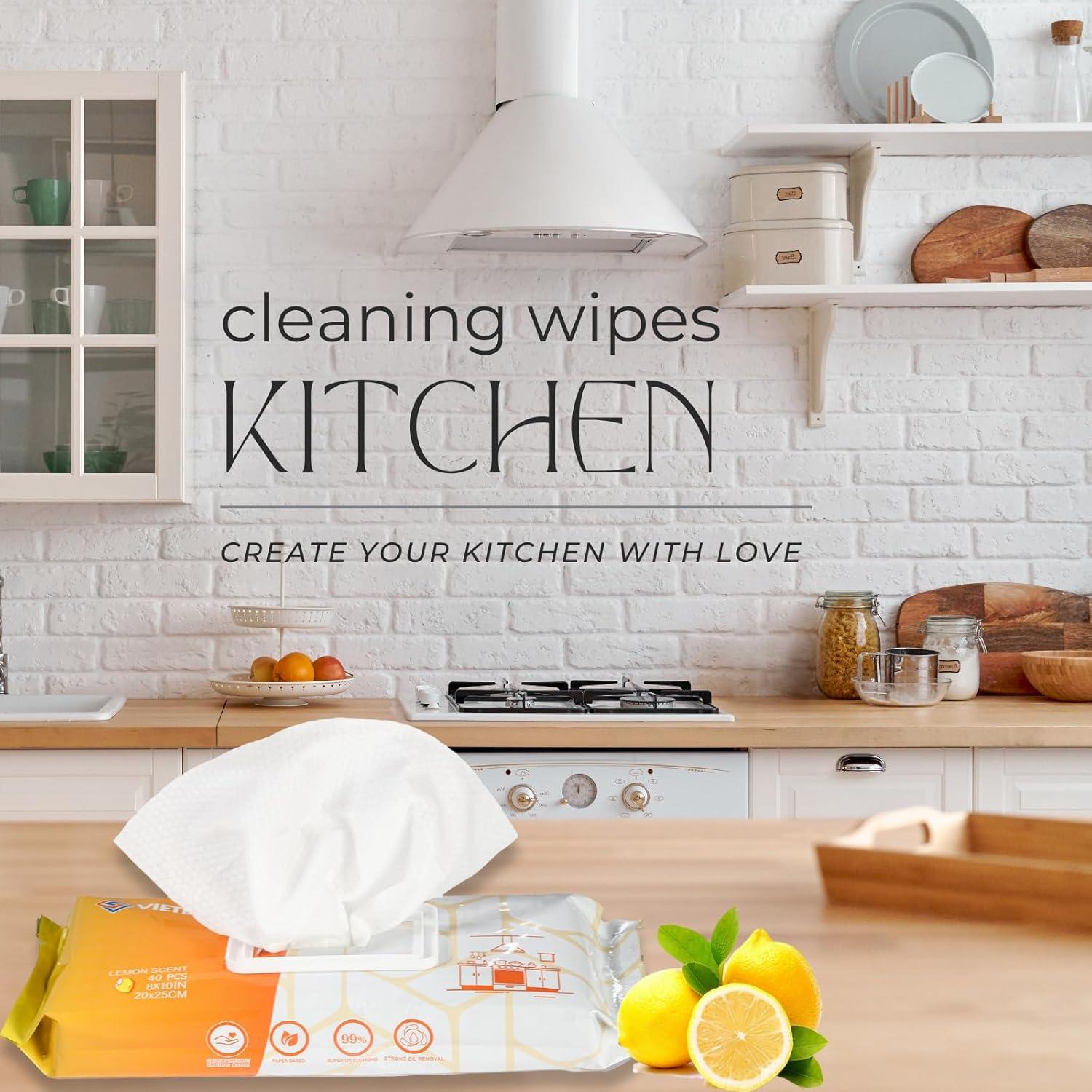 Toallitas de limpieza VIETDAI XL 25x20 cm aroma limón - 4 unidades