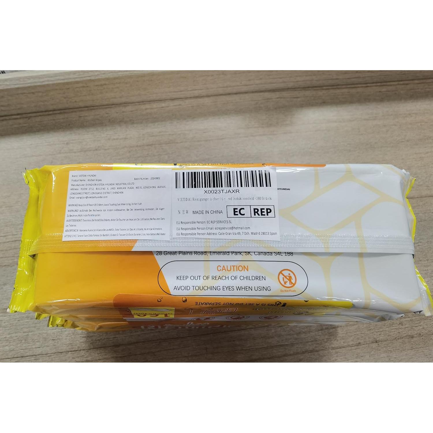 Toallitas de limpieza VIETDAI XL 25x20 cm aroma limón - 4 unidades