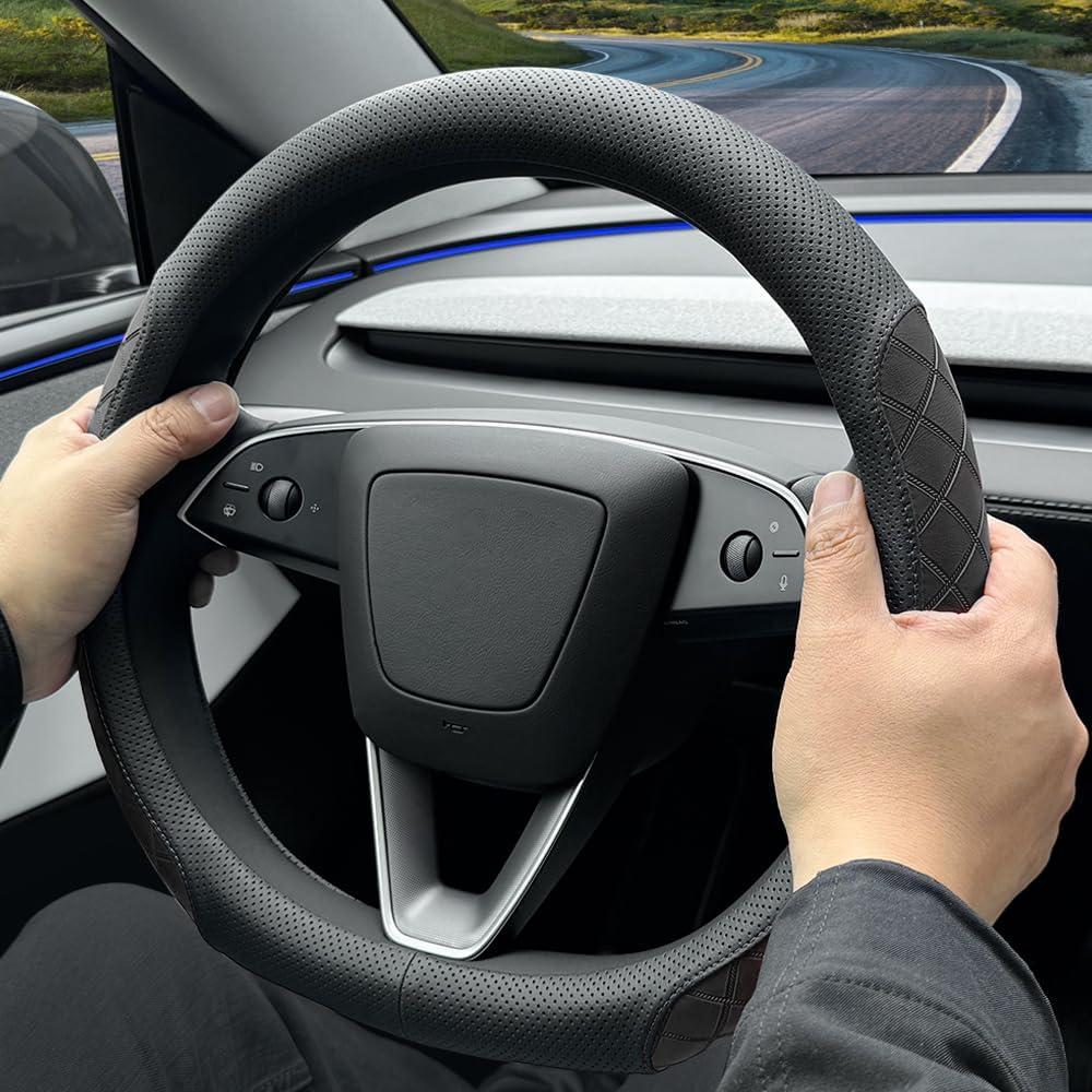 Cubierta de Volante de Cuero LKWLIKEI para Tesla Model 3/Y