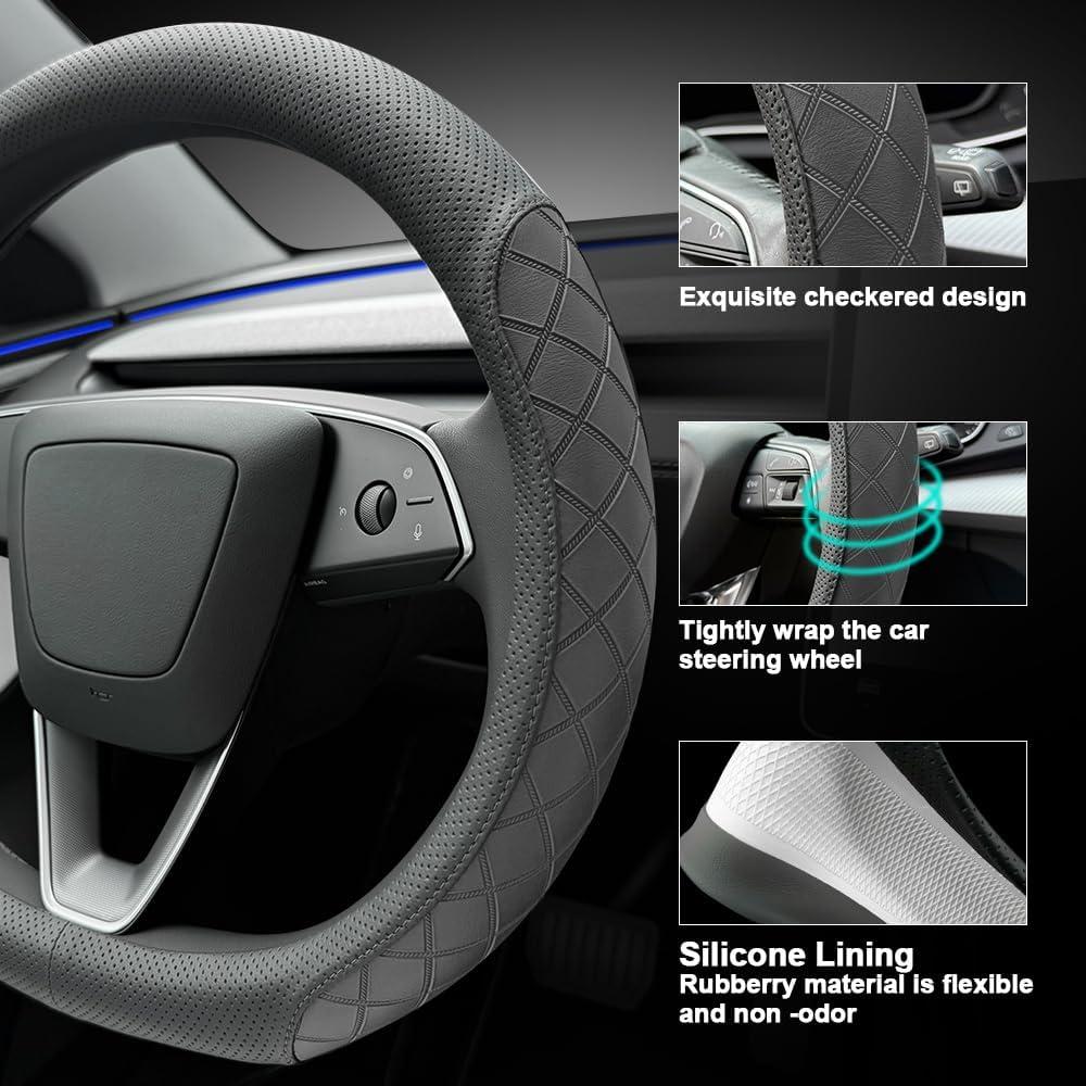 Cubierta de Volante de Cuero LKWLIKEI para Tesla Model 3/Y