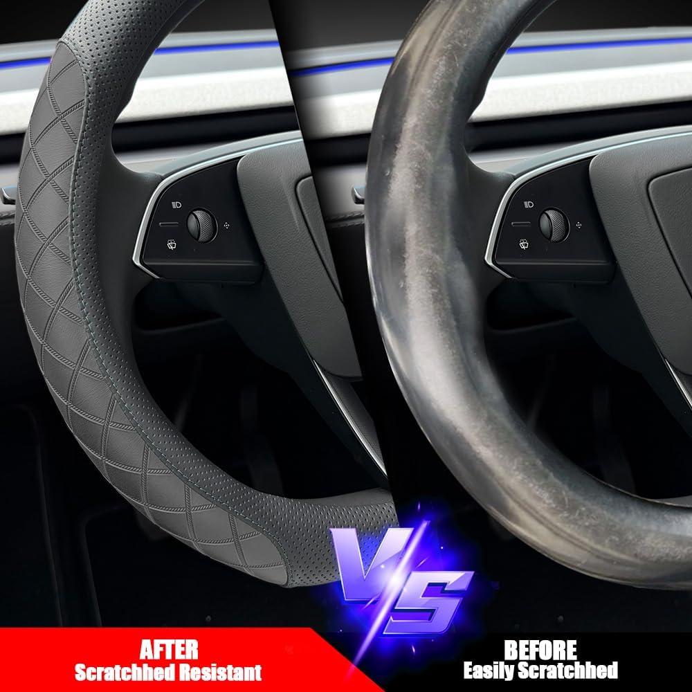 Cubierta de Volante de Cuero LKWLIKEI para Tesla Model 3/Y