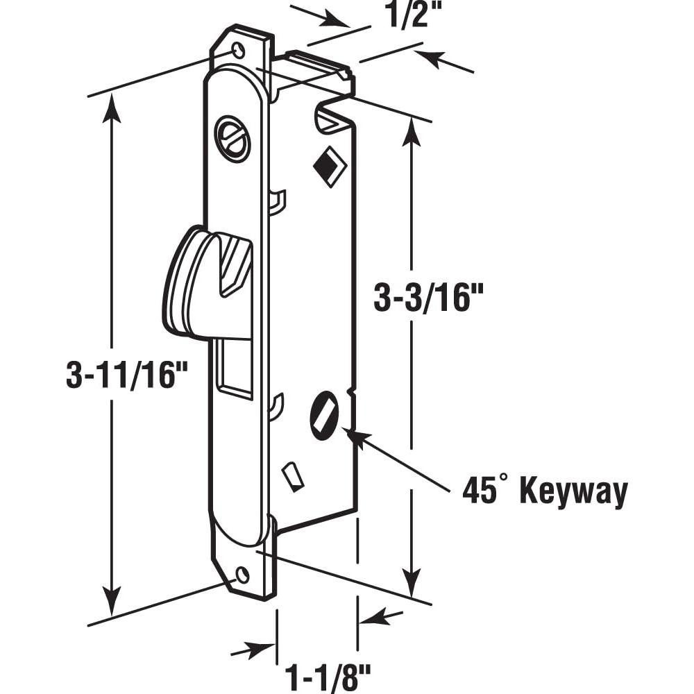 Cerradura de Mortaja Prime-Line E 2014 Acero Inoxidable 9.37 cm