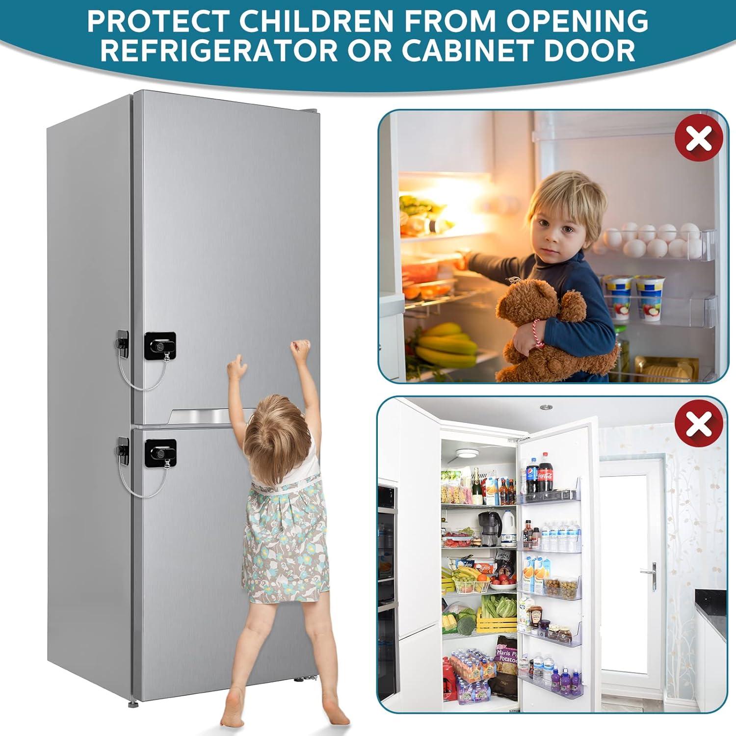 Paquete de 12 Cerraduras Adhesivas para Refrigerador Negro