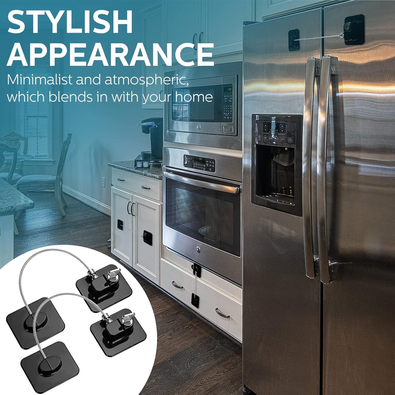 Paquete de 12 Cerraduras Adhesivas para Refrigerador Negro