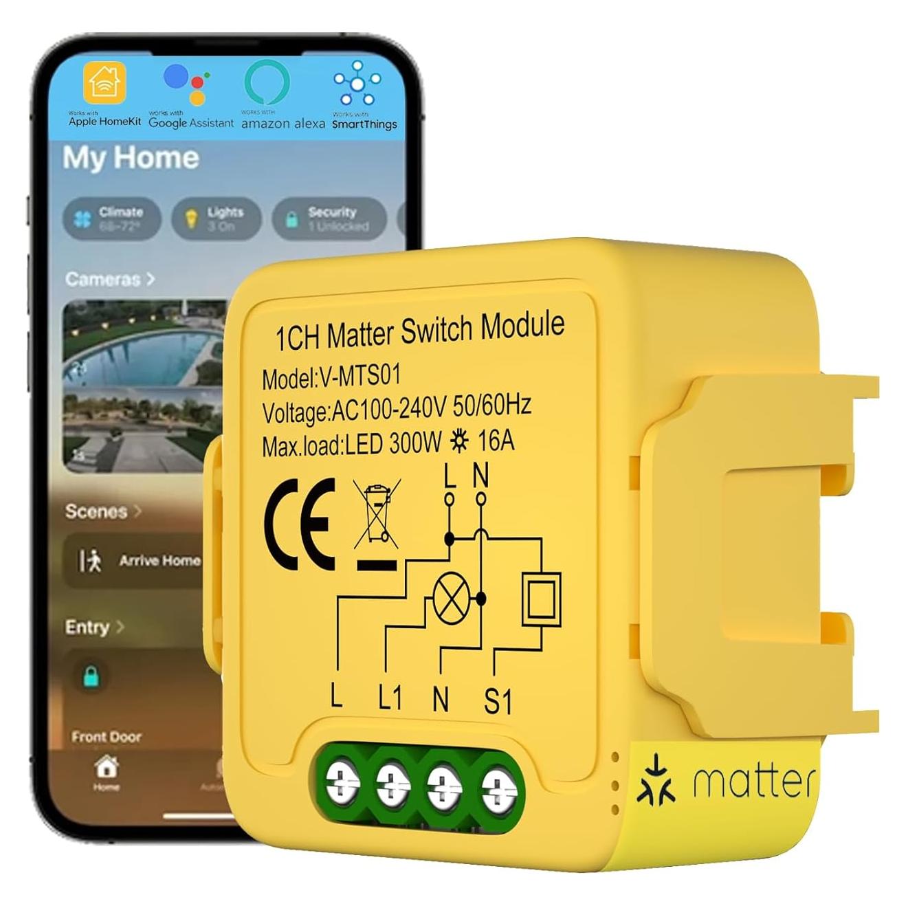 Módulo Interruptor Inteligente Matter 16A 100-240V Calidad LED