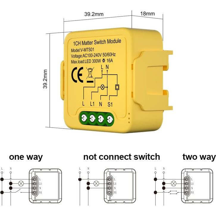 Módulo Interruptor Inteligente Matter 16A 100-240V Calidad LED