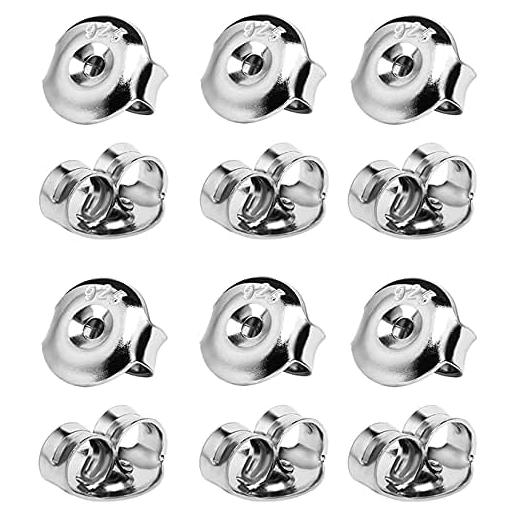 Respaldos de Aretes DELECOE 6 Pares Plata 925 Hipoalergénicos