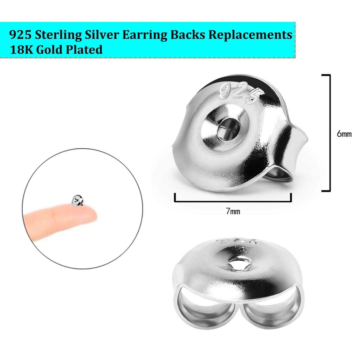 Respaldos de Aretes DELECOE 6 Pares Plata 925 Hipoalergénicos