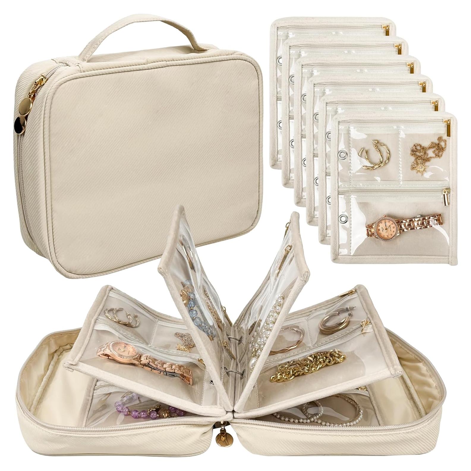 Organizador de Joyería de Viaje LingLingo Beige Impermeable