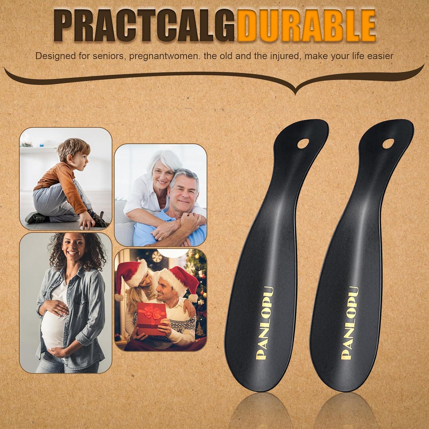 Cuerno de zapato de metal PANLOPU 19 cm ergonómico negro