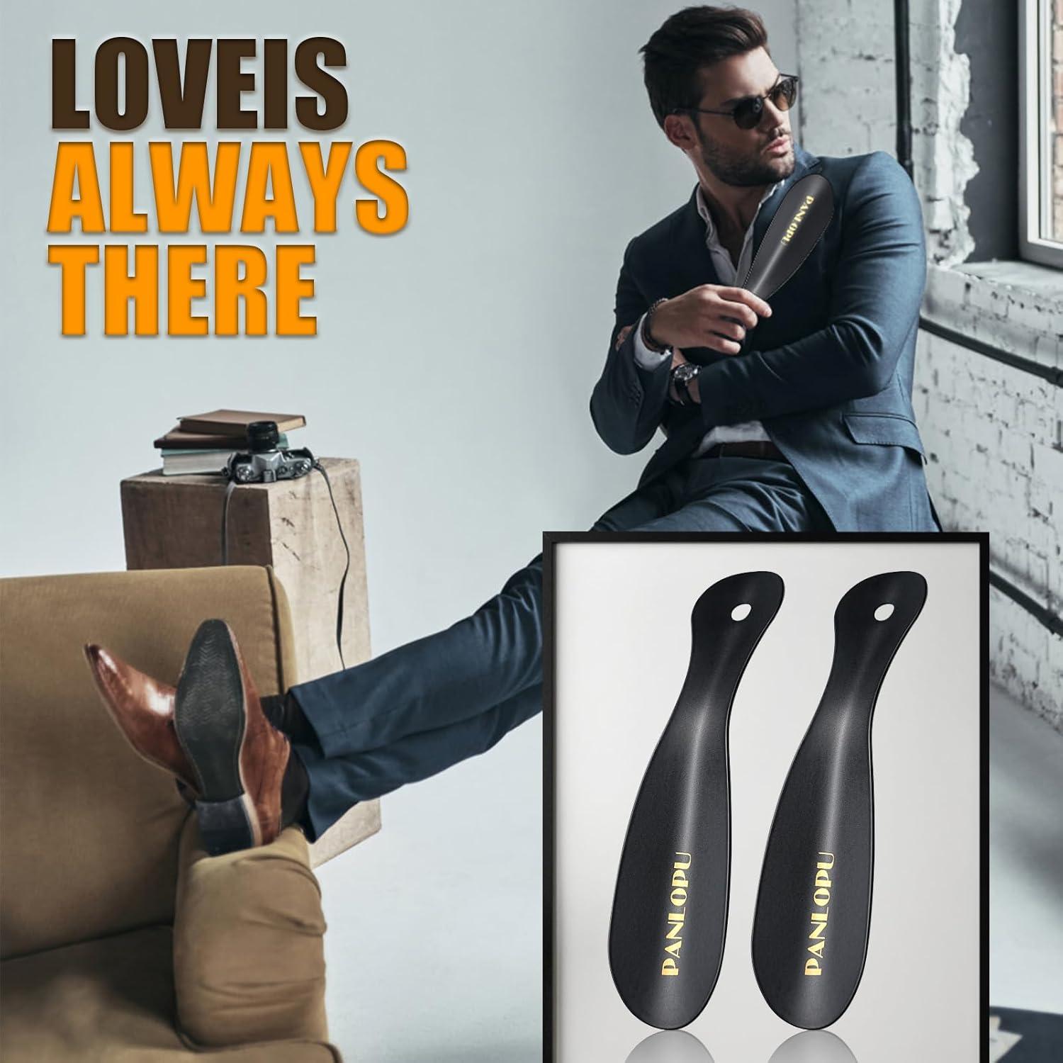 Cuerno de zapato de metal PANLOPU 19 cm ergonómico negro