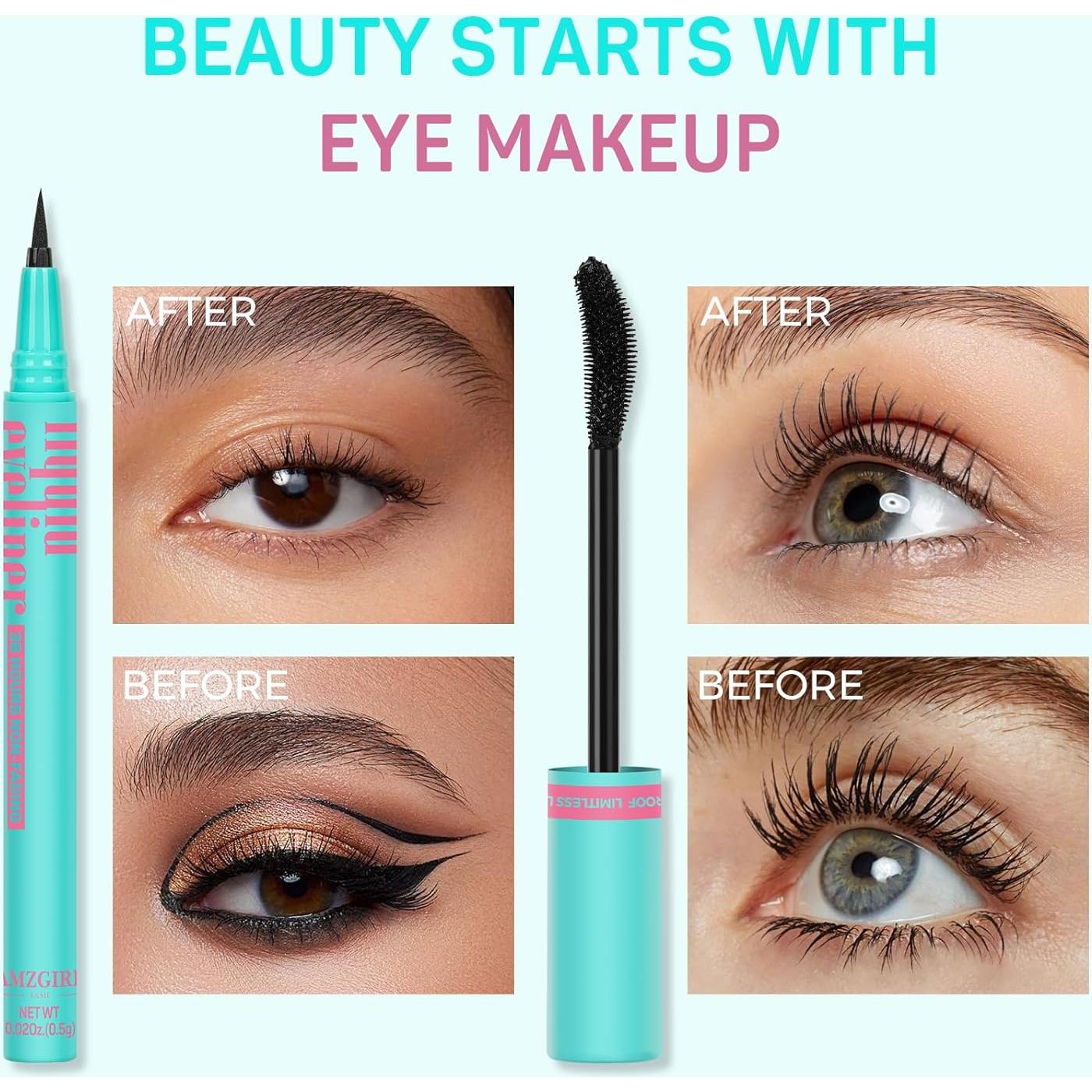 Set de Maquillaje Ojos AMZGlRL con Máscara y Delineador