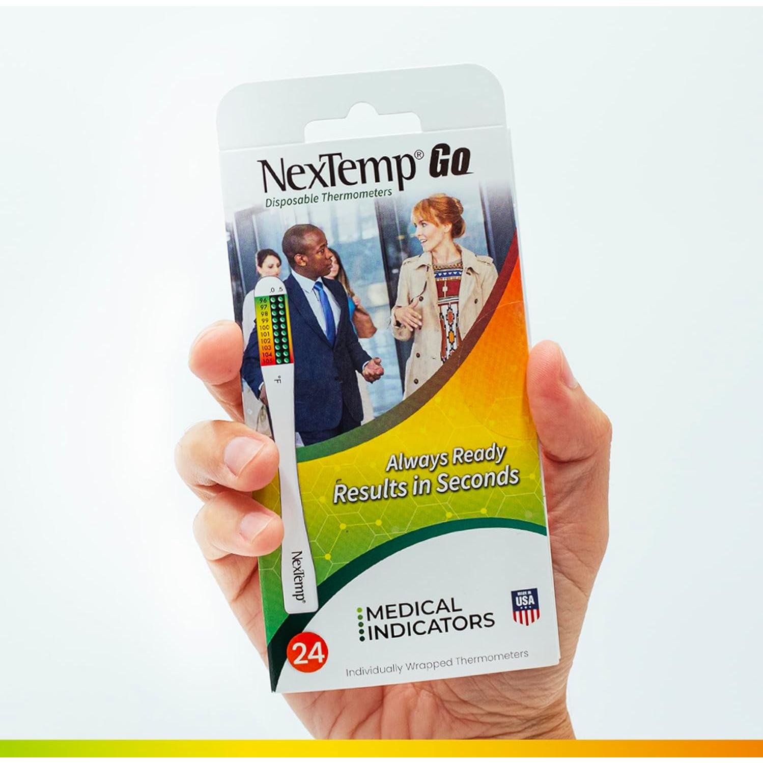 Termómetros Desechables NexTemp Go - Lectura Rápida 10 Segundos - Paquete de 12