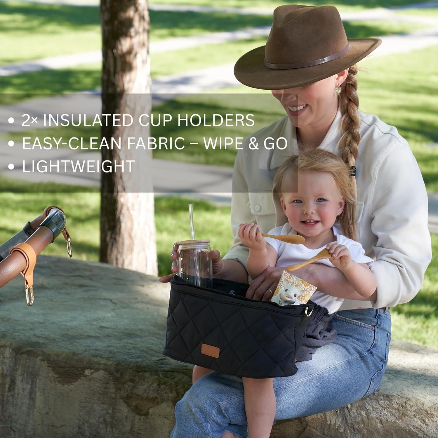 Organizador de Cochecito ZICOTO Negro con 2 Portavasos 35.1x16.5x13 cm