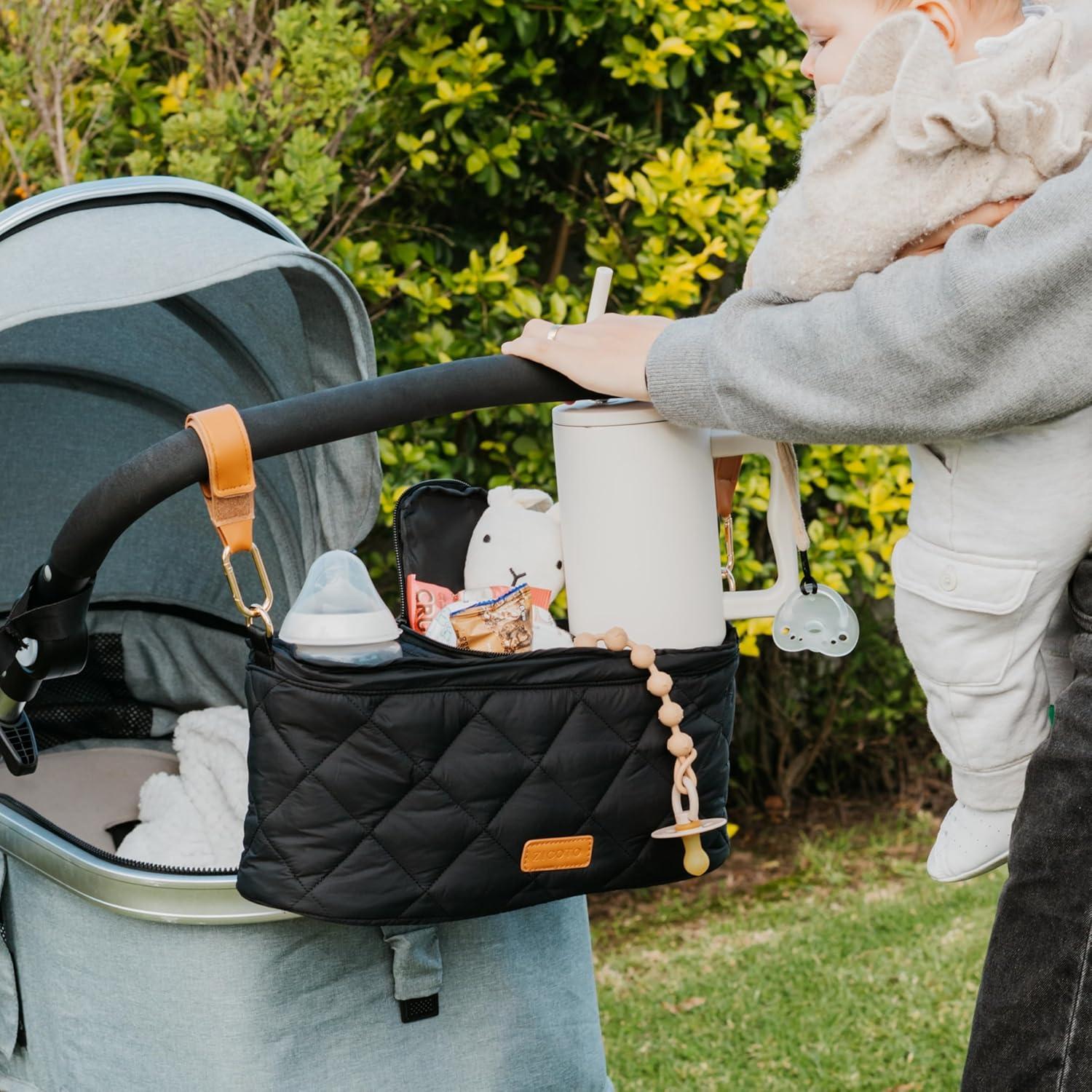 Organizador de Cochecito ZICOTO Negro con 2 Portavasos 35.1x16.5x13 cm