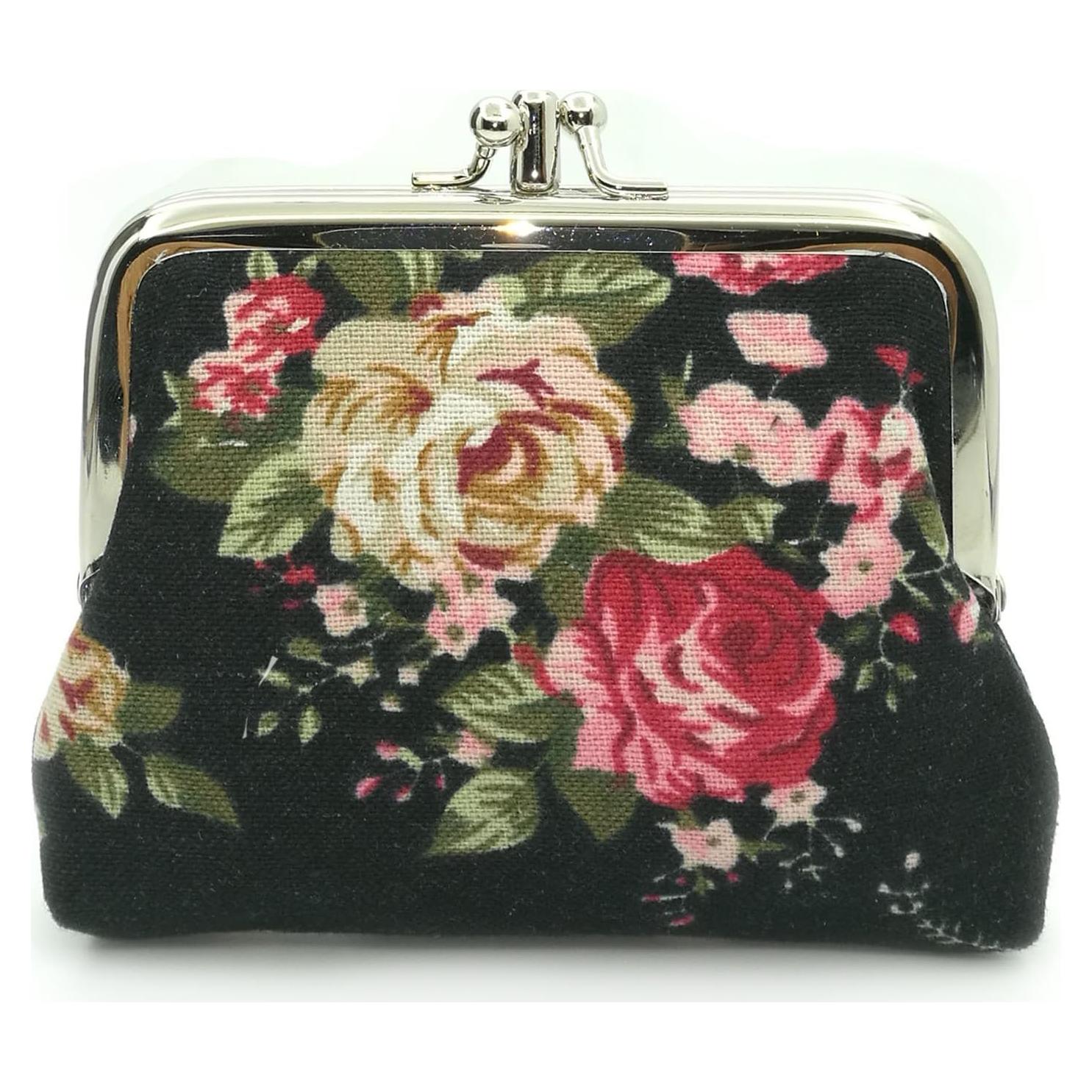 Monedero Floral Vintage Compacto para Mujeres - CP000