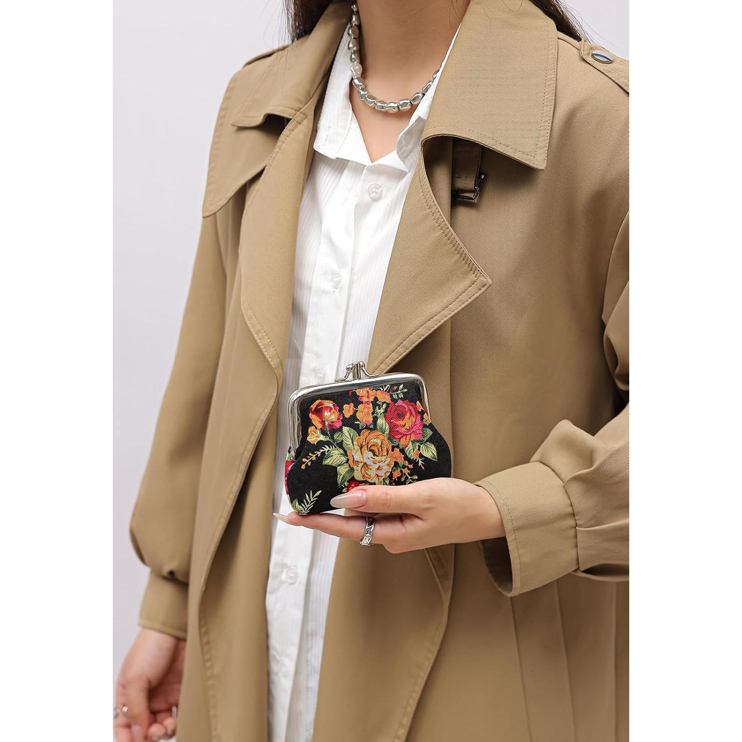 Monedero Floral Vintage Compacto para Mujeres - CP000