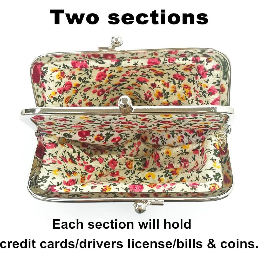 Monedero Floral Vintage Compacto para Mujeres - CP000