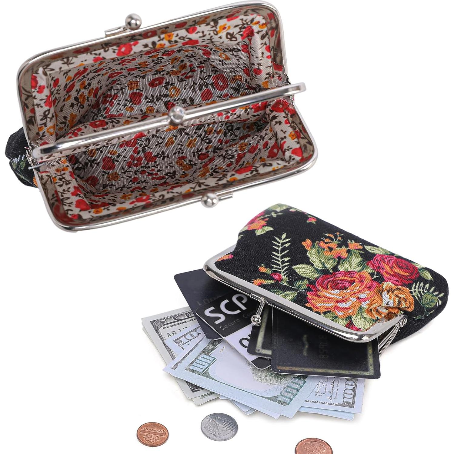 Monedero Floral Vintage Compacto para Mujeres - CP000