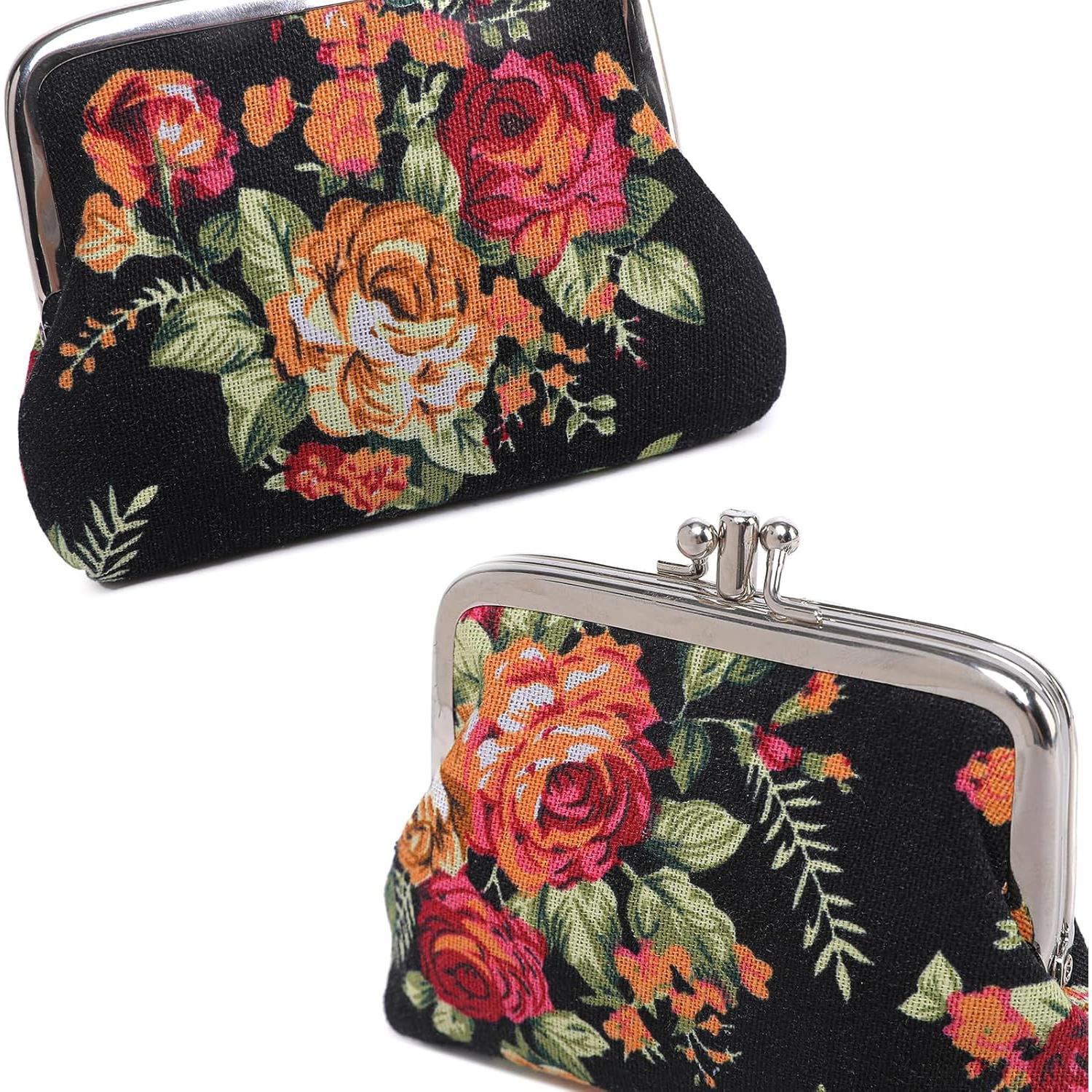 Monedero Floral Vintage Compacto para Mujeres - CP000