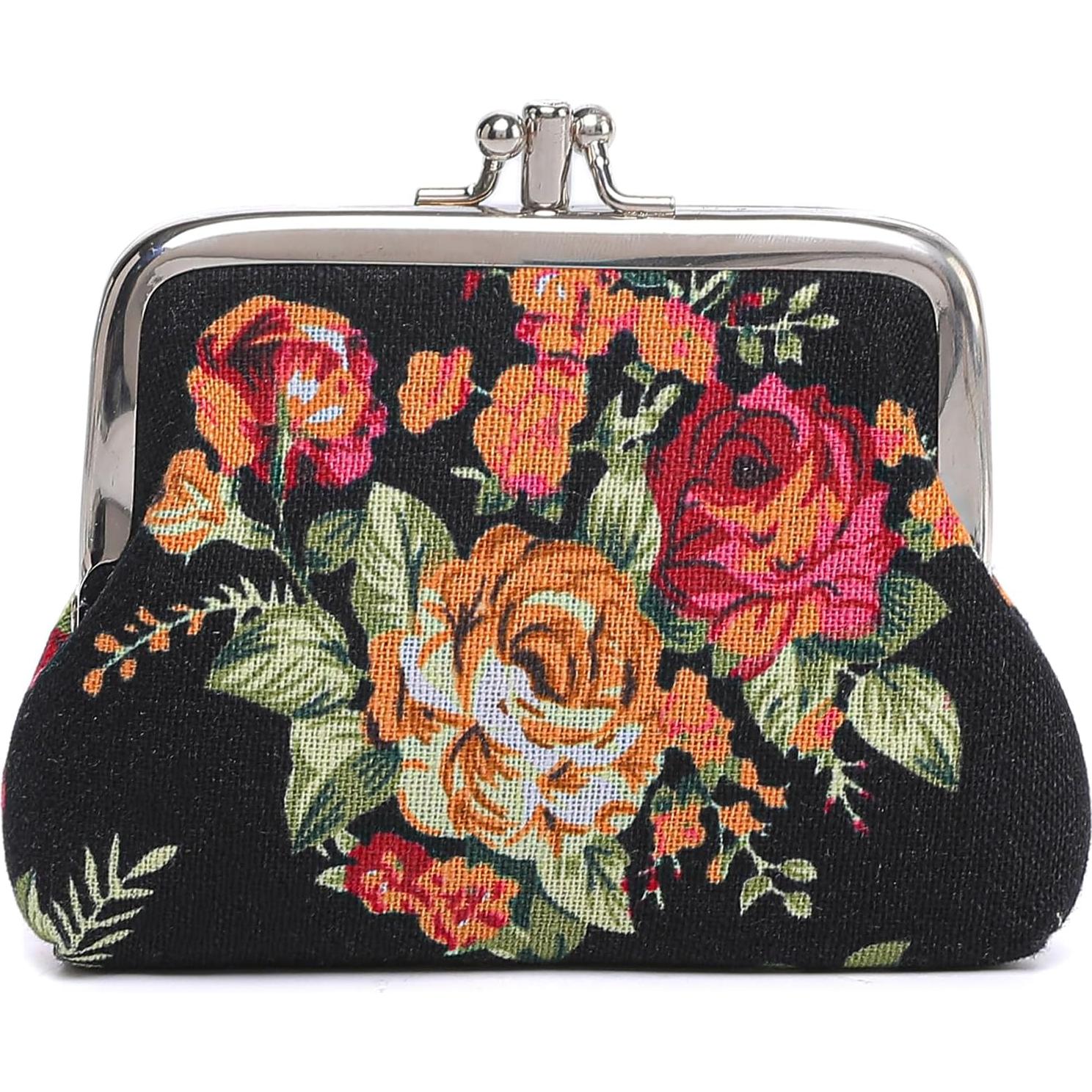 Monedero Floral Vintage Compacto para Mujeres - CP000