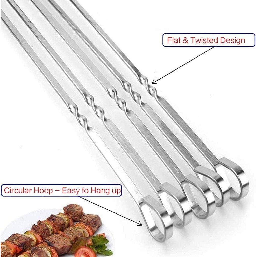 Pinchos de Acero Inoxidable Reutilizables 25.4 cm - MOCUMEI (16 Piezas)