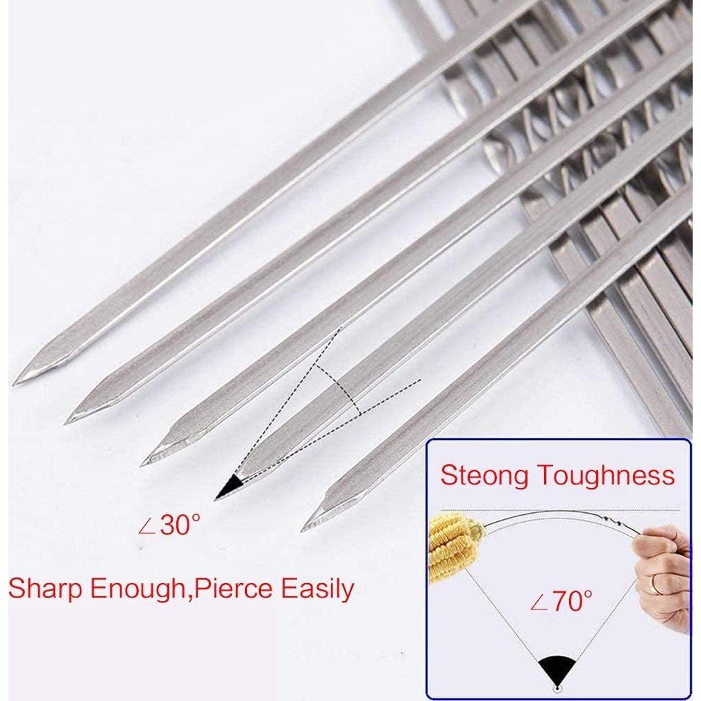 Pinchos de Acero Inoxidable Reutilizables 25.4 cm - MOCUMEI (16 Piezas)