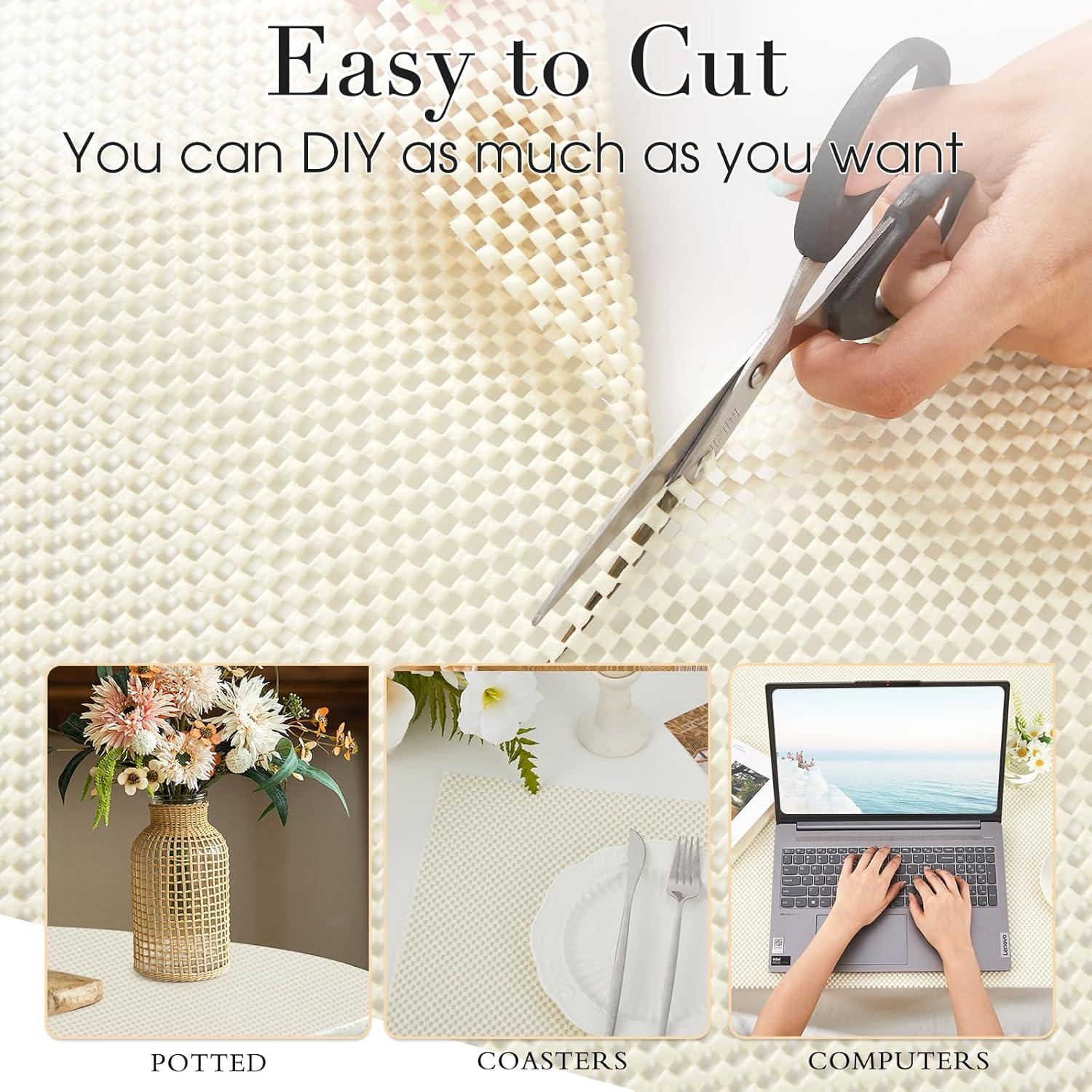 Forro de Estante No Adhesivo Beautysaid 30.48x299.72 cm Blanco Crema