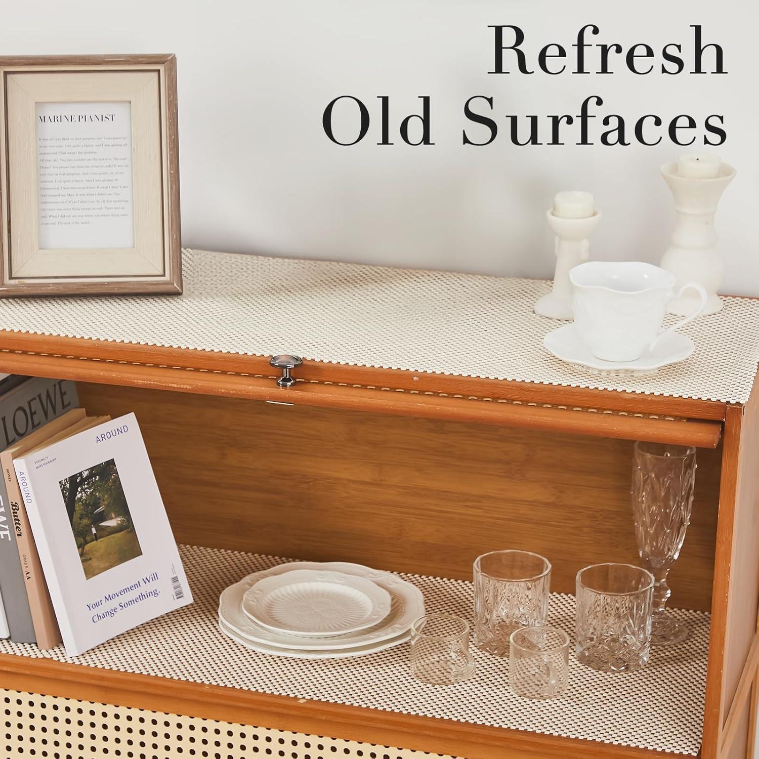 Forro de Estante No Adhesivo Beautysaid 30.48x299.72 cm Blanco Crema