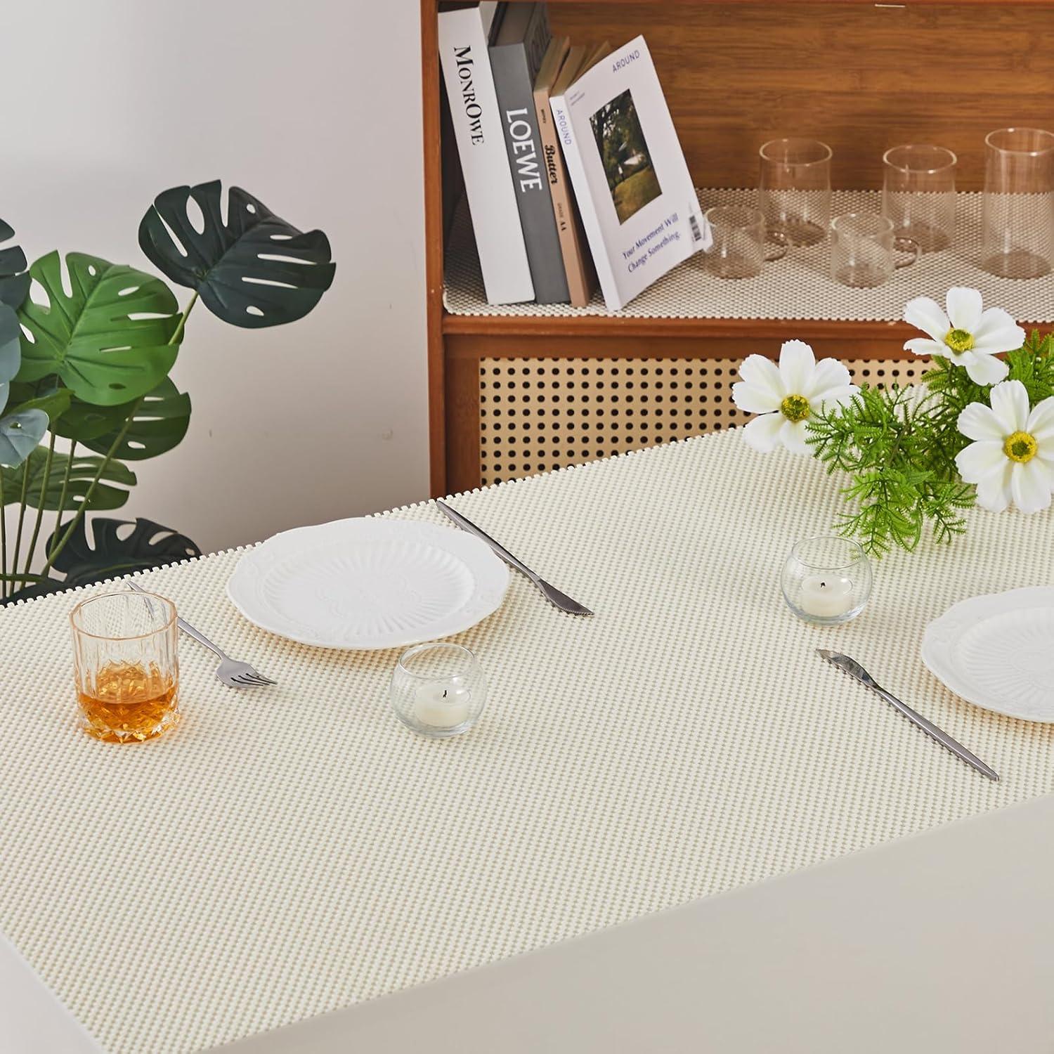 Forro de Estante No Adhesivo Beautysaid 30.48x299.72 cm Blanco Crema