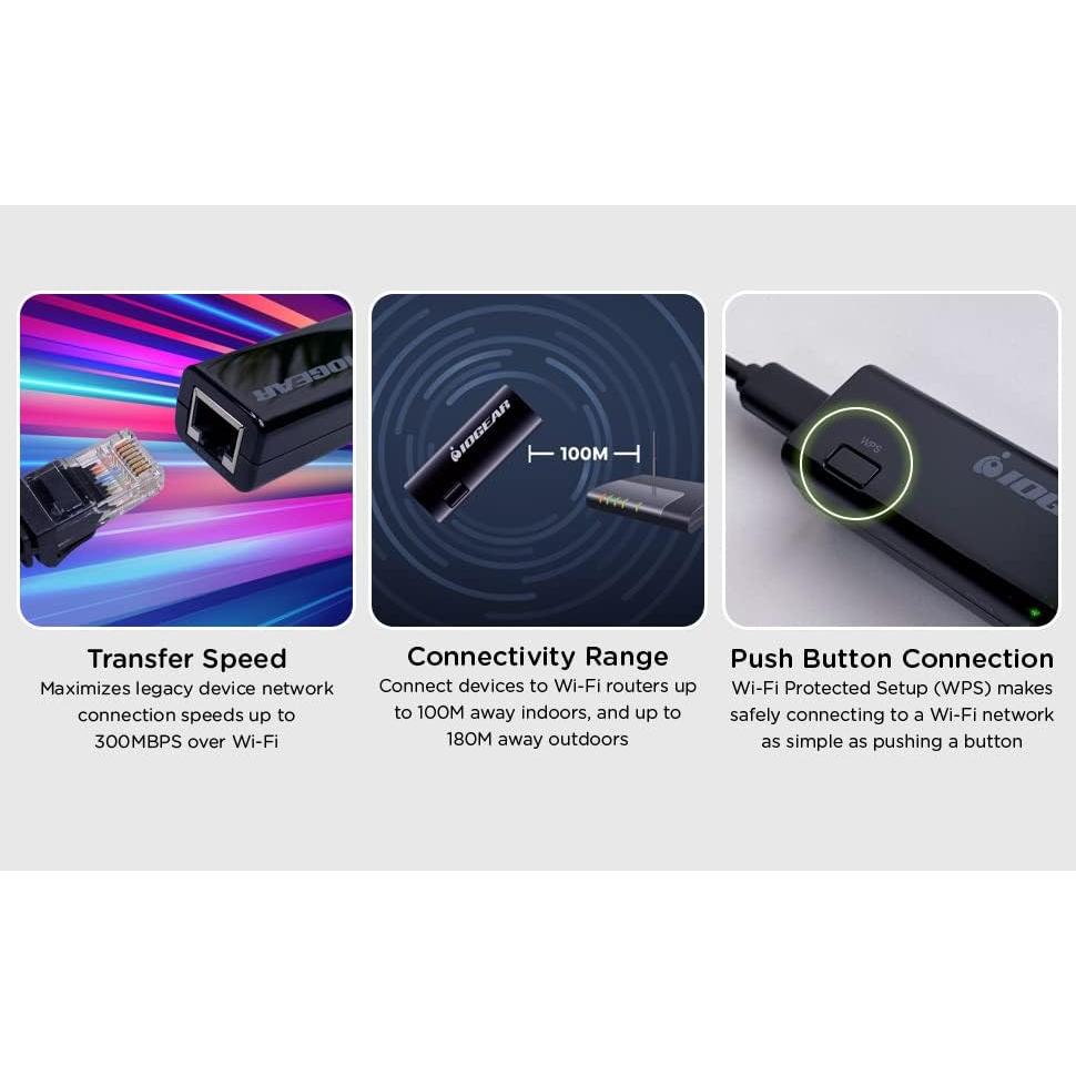 Adaptador Ethernet a Wi-Fi IOGEAR GWU637 300Mbps 2.4GHz