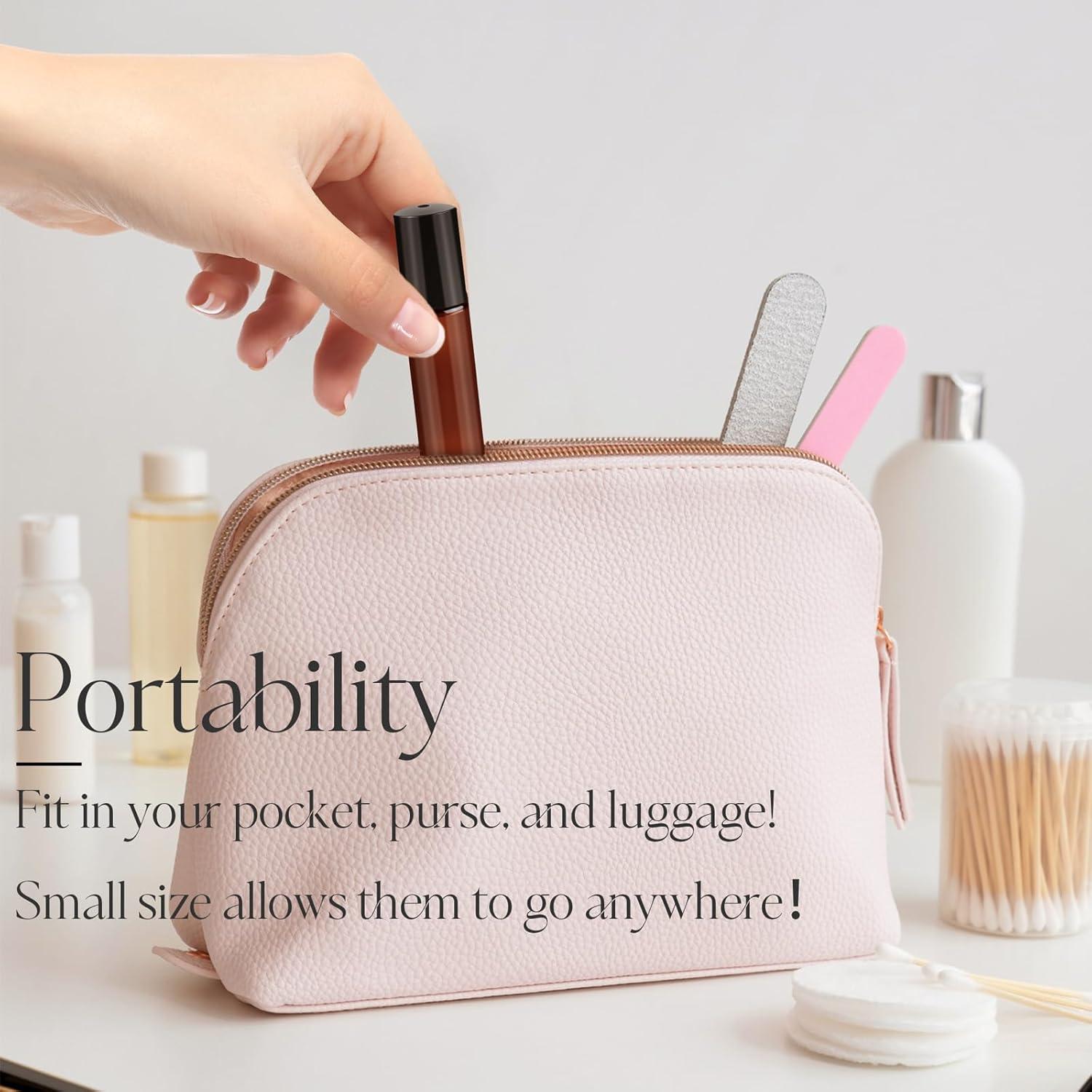 Botellas de Rodillo 10ml ZEJIA - 4 Piezas Vidrio Ámbar