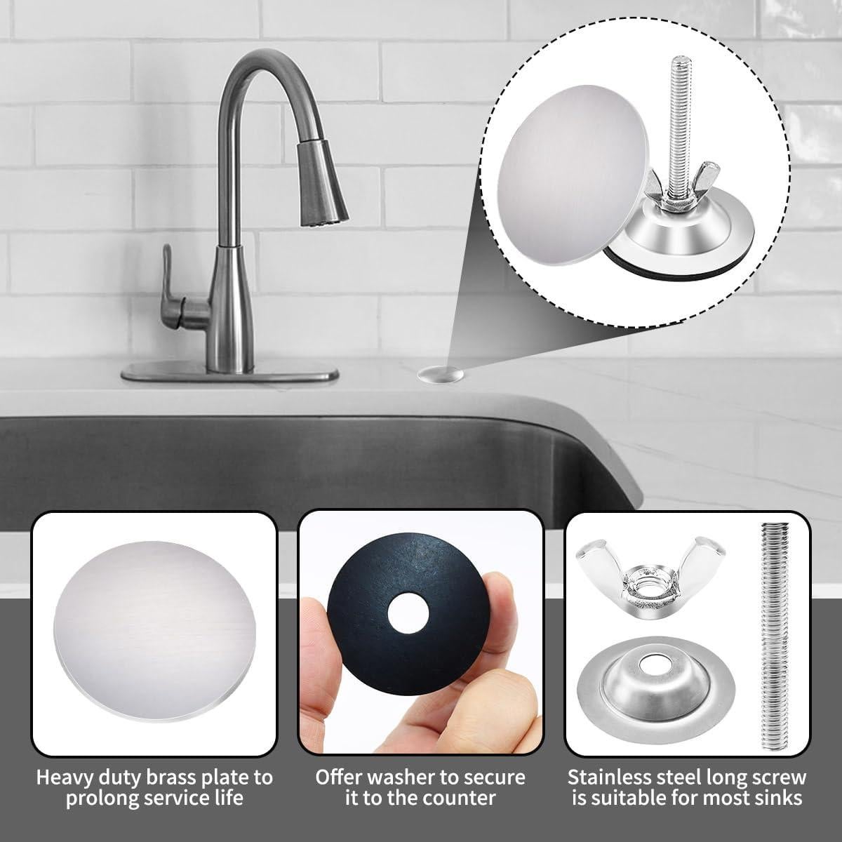 Cubierta de agujero de fregadero Quadafy 5.08 cm acero inoxidable