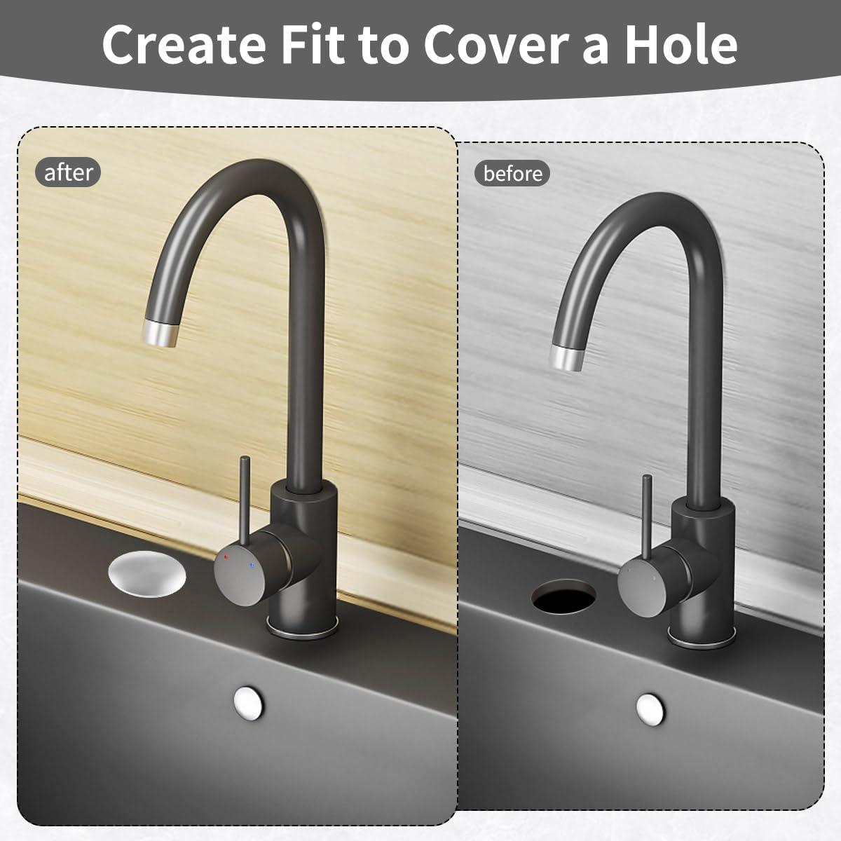 Cubierta de agujero de fregadero Quadafy 5.08 cm acero inoxidable