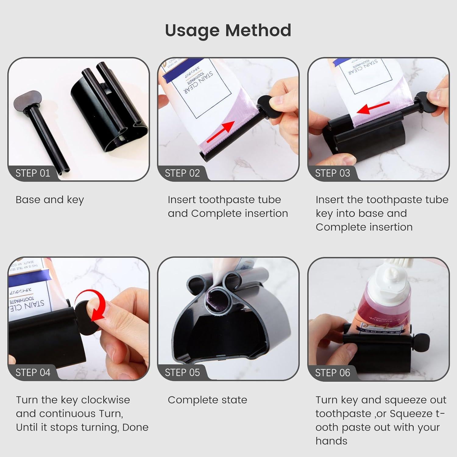 Exprimidor de Pasta de Dientes LOVEINUSA 3PCS Acero Inoxidable Negro