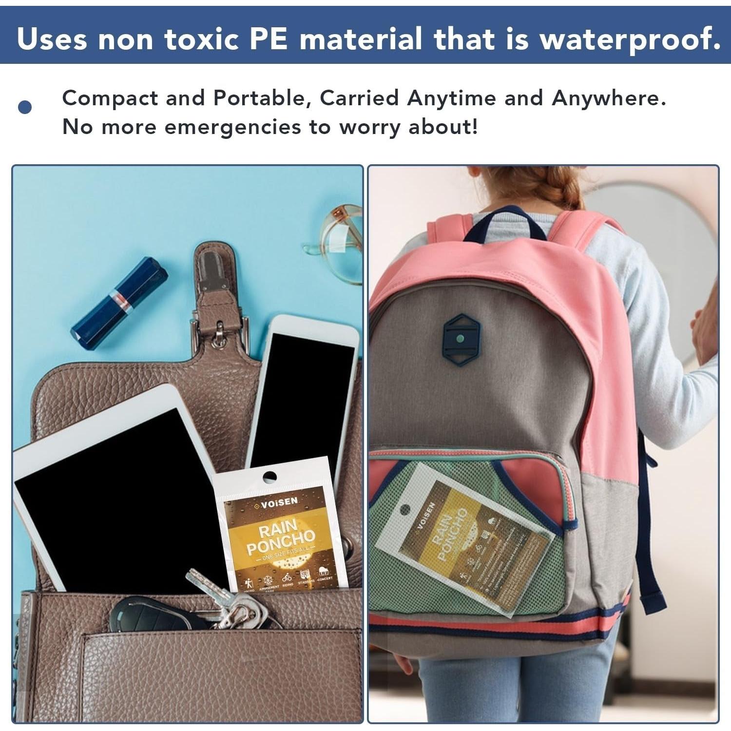 Ponchos de Lluvia Desechables VOISEN - Paquete Familiar 8 Unidades