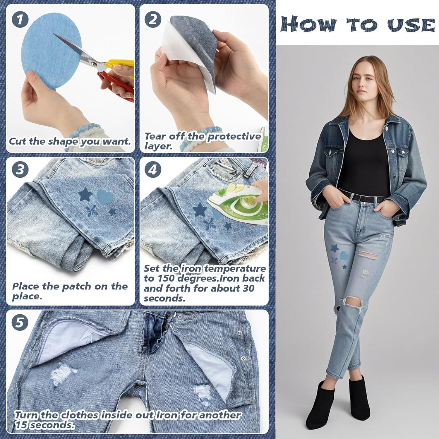 Parche de Algodón Ovalado MAQIHAN 10 PCS para Denim 10.9x12.4 cm