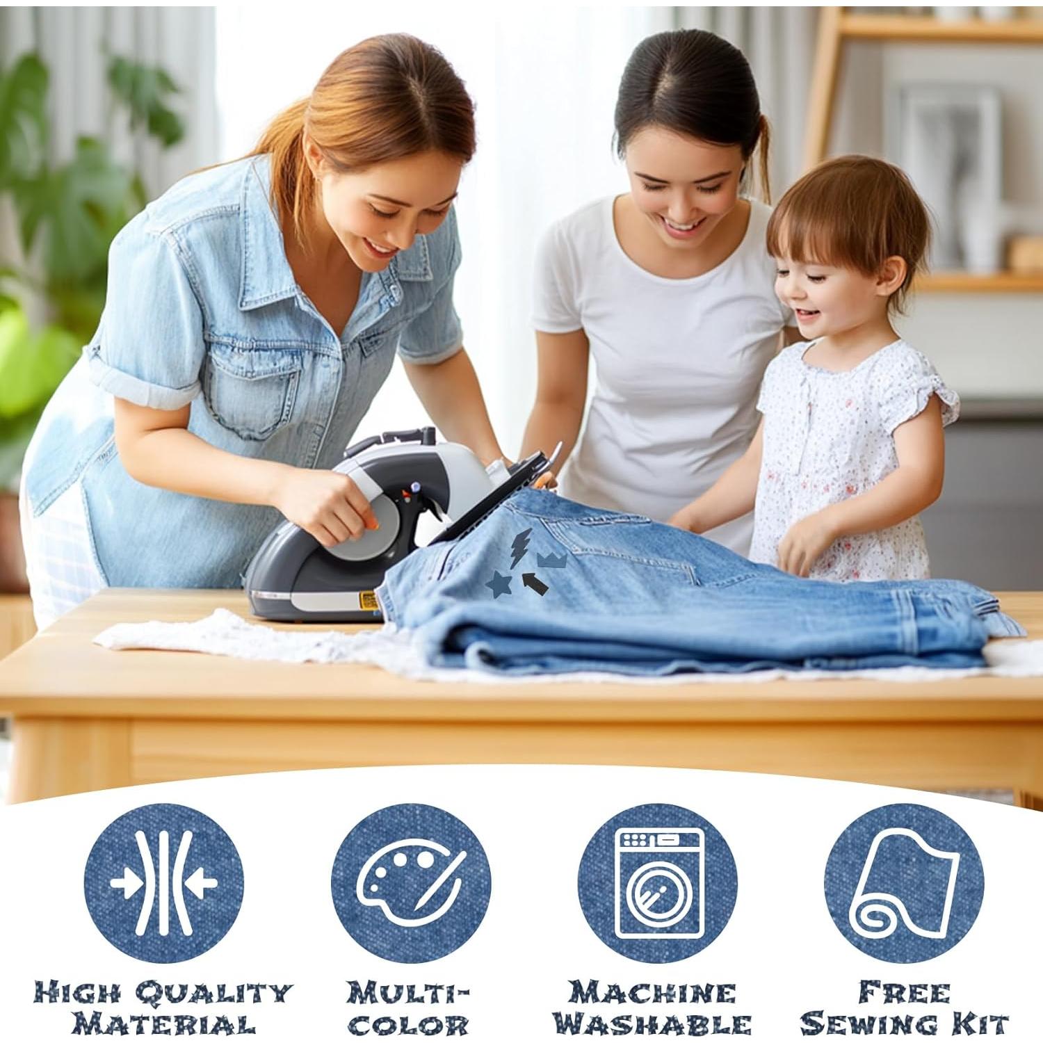 Parche de Algodón Ovalado MAQIHAN 10 PCS para Denim 10.9x12.4 cm