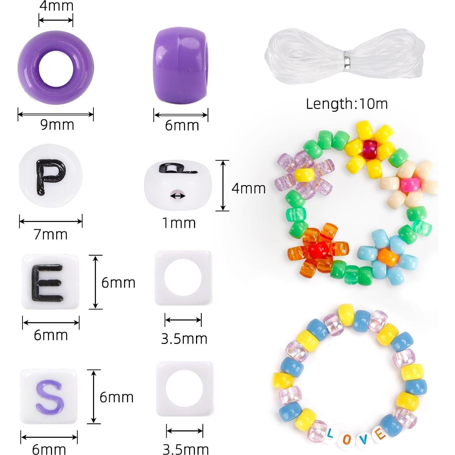 Kit de Cuentas de Pony QUEFE 3960pcs para Pulseras y Collares