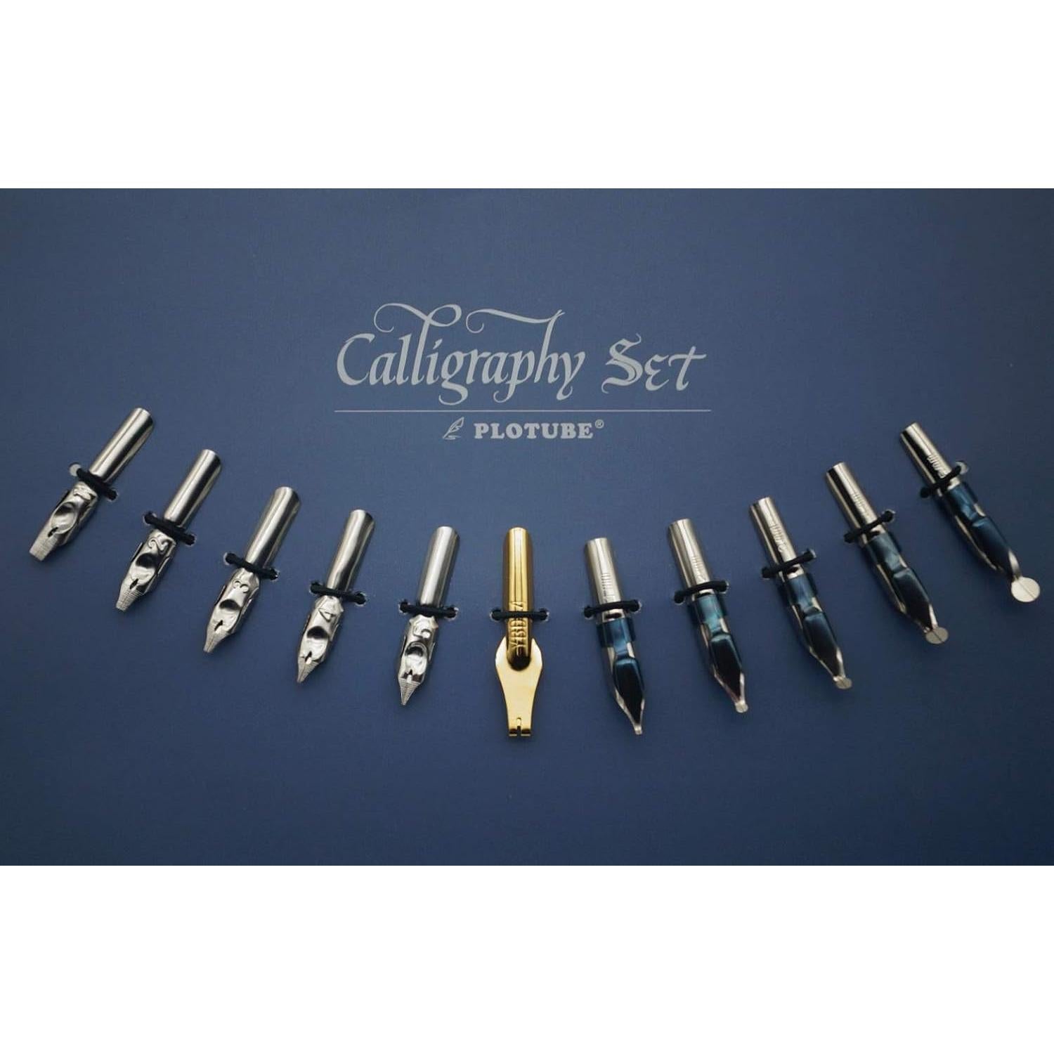 Juego de Caligrafía Plotube - Pluma de Madera y 7 Tintas